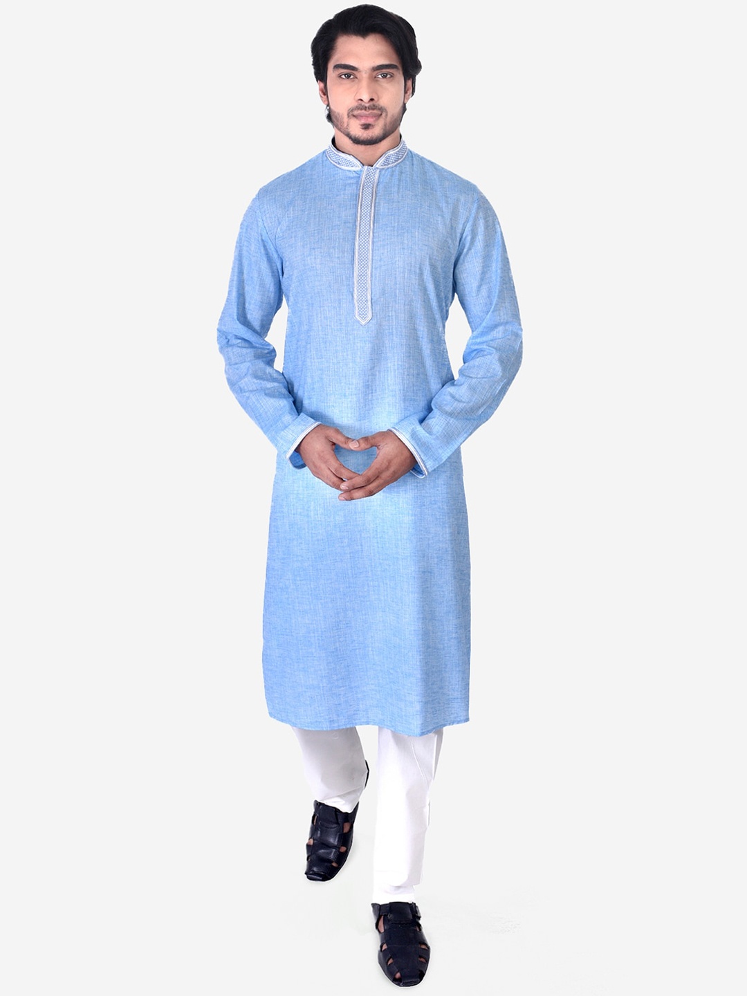 

Manthan Men Blue Chikankari Kurta