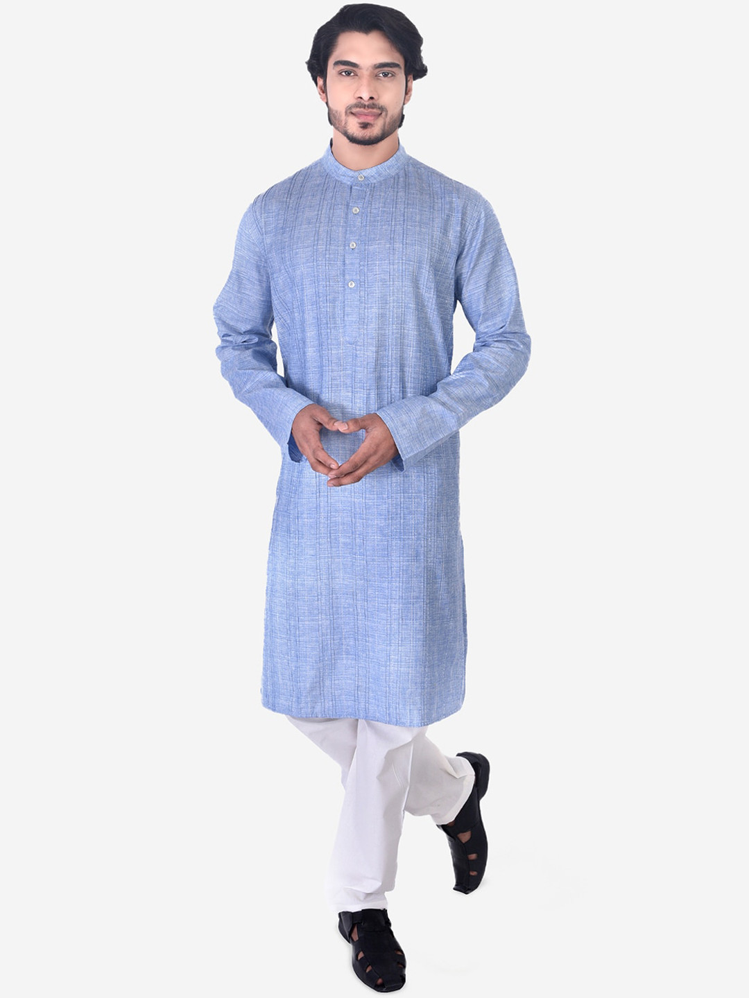 

Manthan Men Blue Self Design Kurta