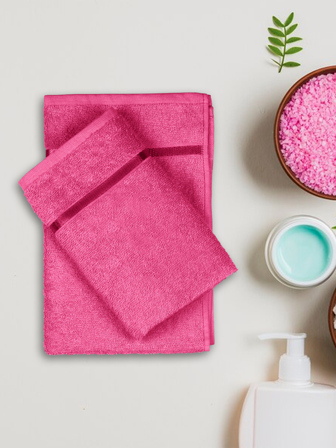 

Story@home Set Of 2 Pink Solid Pure Cotton 450 GSM Hand Towels