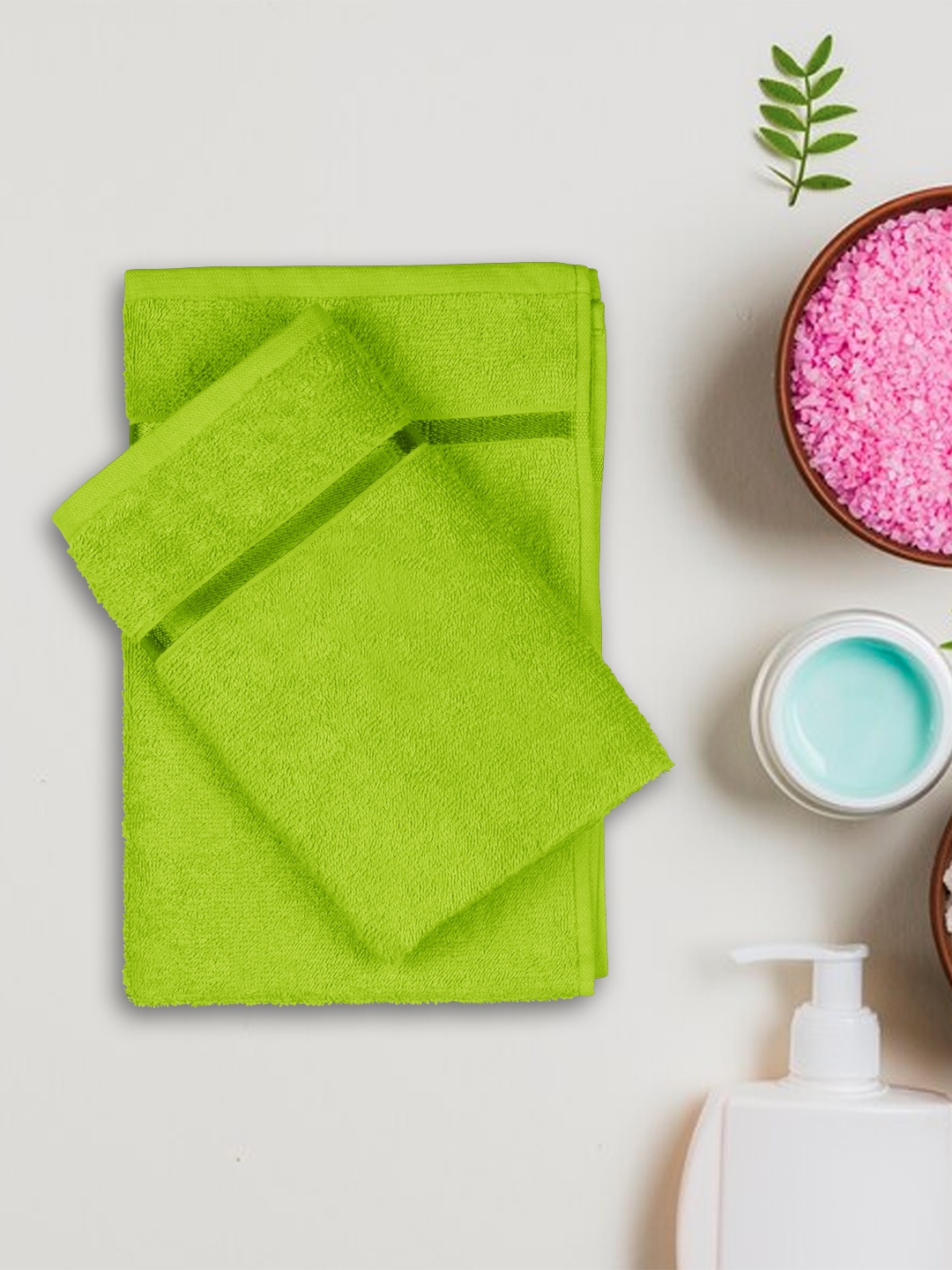 

Story@home Set Of 2 Green Solid 450 GSM Pure Cotton Hand Towels
