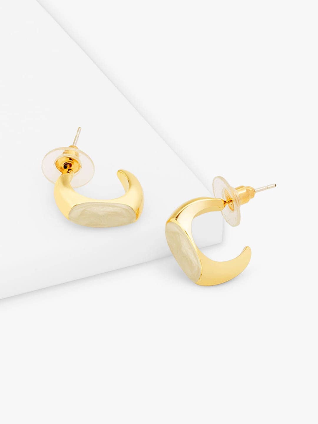 

Mikoto by FableStreet Gold-Plated Geometric Half Hoop Earrings