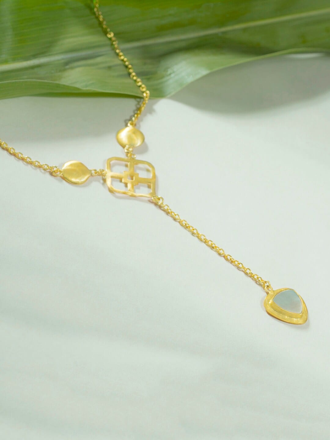 

March by FableStreet Gold-Plated Brass Pearl Studded Y Necklace