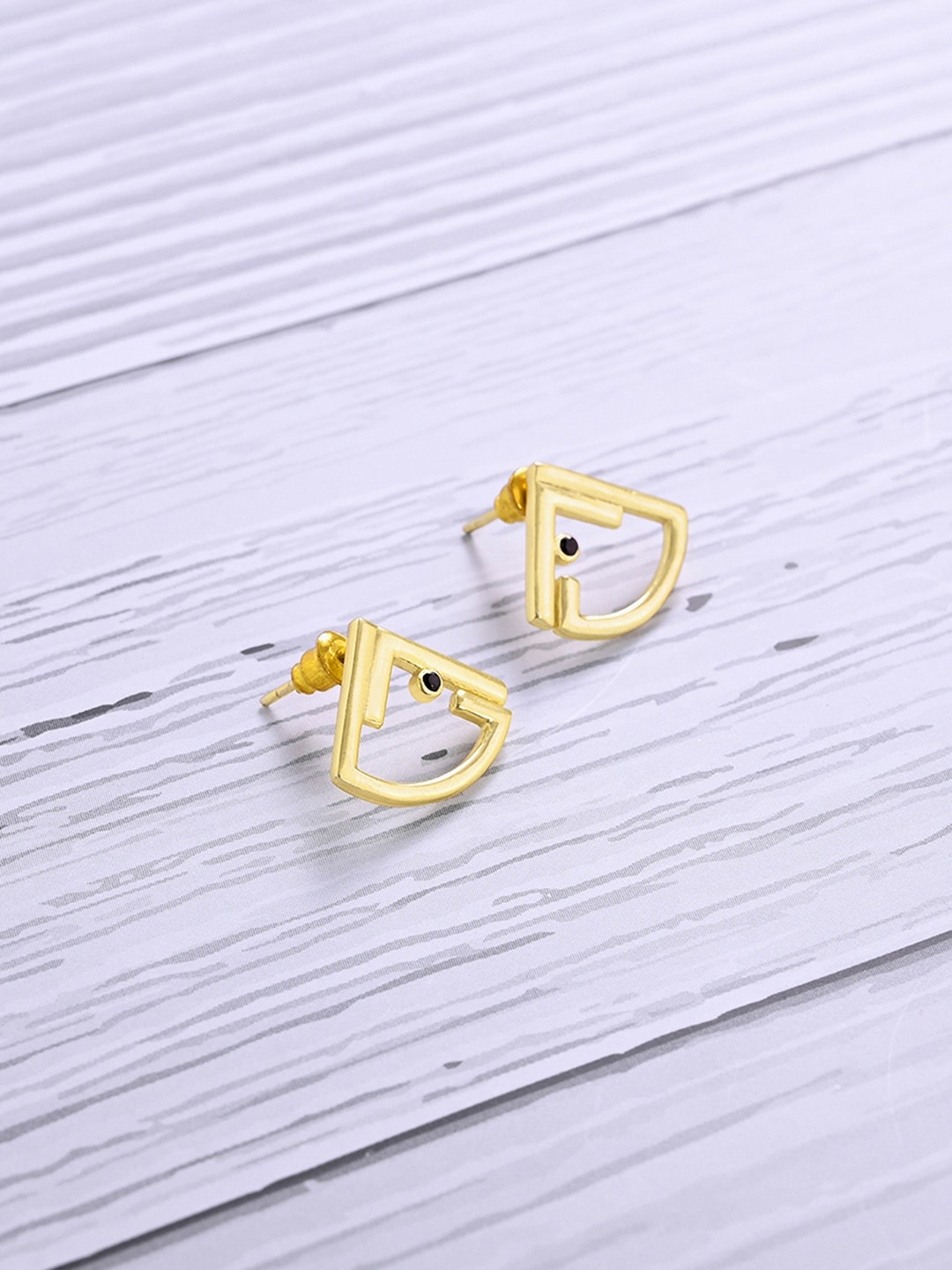 

March by FableStreet Gold-Plated & Black Geometric Studs