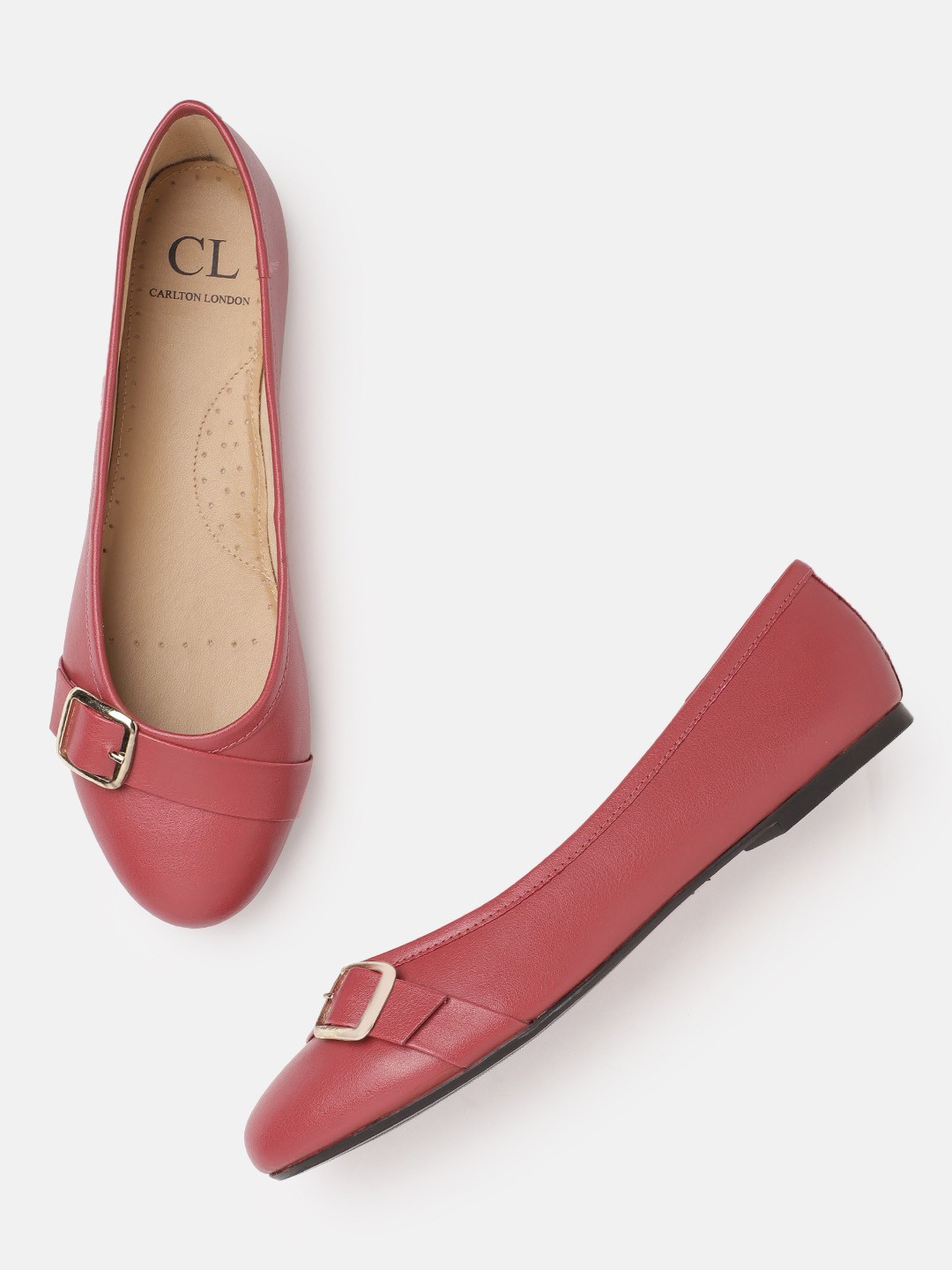 

Carlton London Women Maroon Solid Ballerinas with Buckle Detail