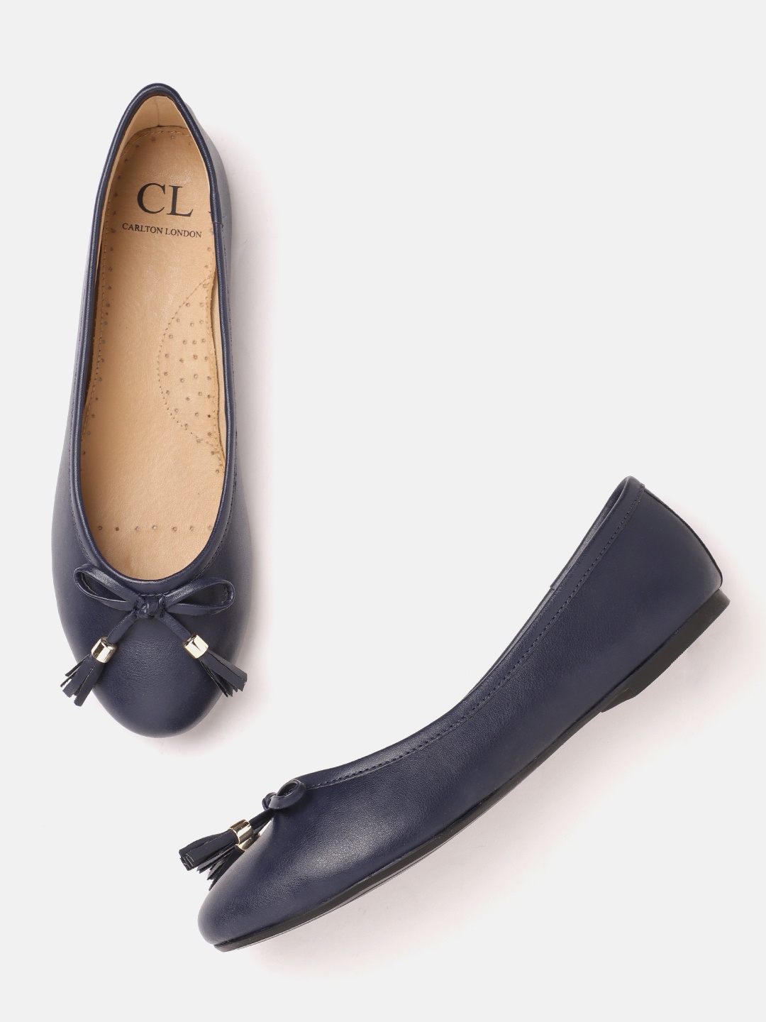 

Carlton London Women Navy Blue Solid Ballerinas with Bow Detail