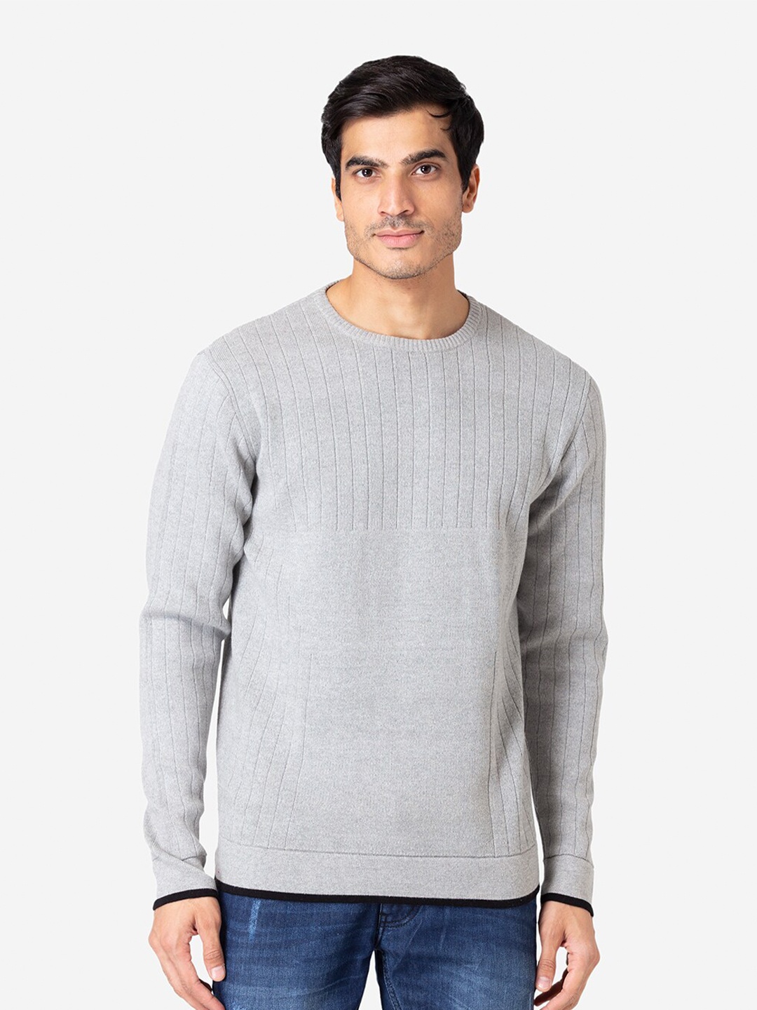 

Allen Cooper Men Grey Self Designed Pullover Over