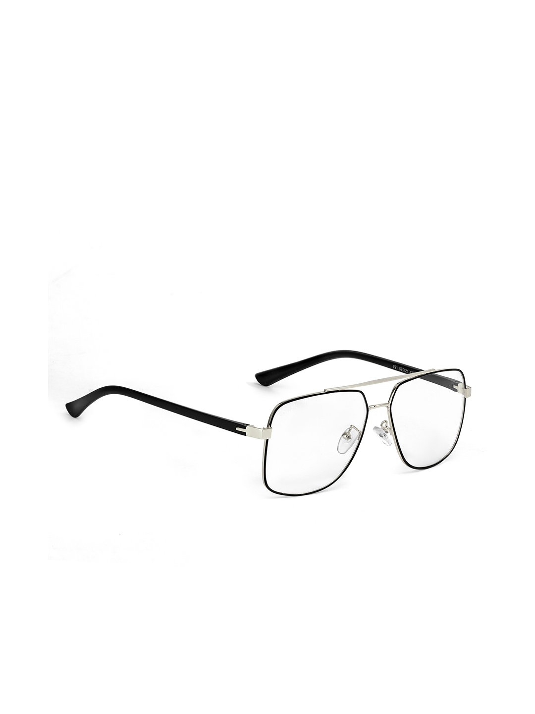 

ROYAL SON Unisex Silver-Toned & Black Full Rim Square Frames SF0049-C2