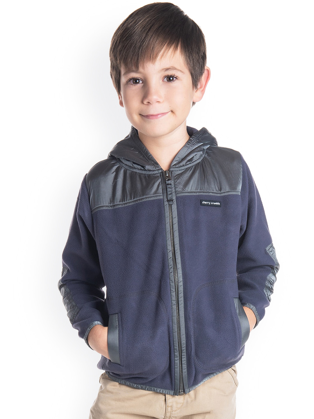 

Cherry Crumble Boys Grey Colourblocked Hooded Insulator Bomber Jacket