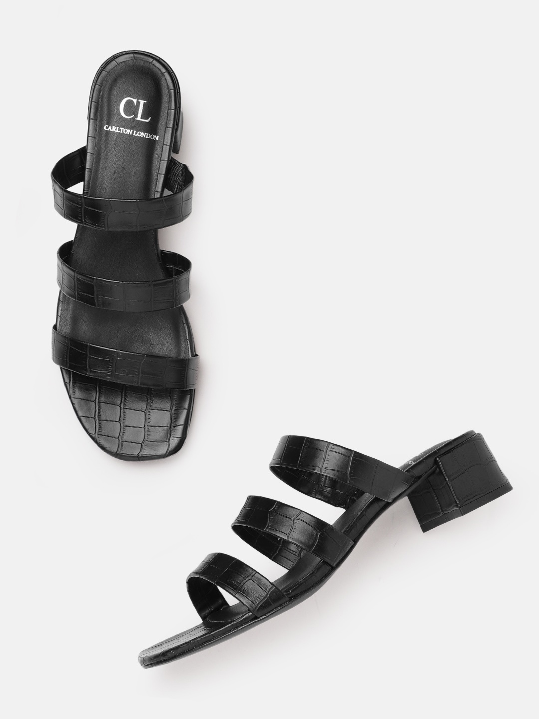 

Carlton London Black Croc Textured Block Heels