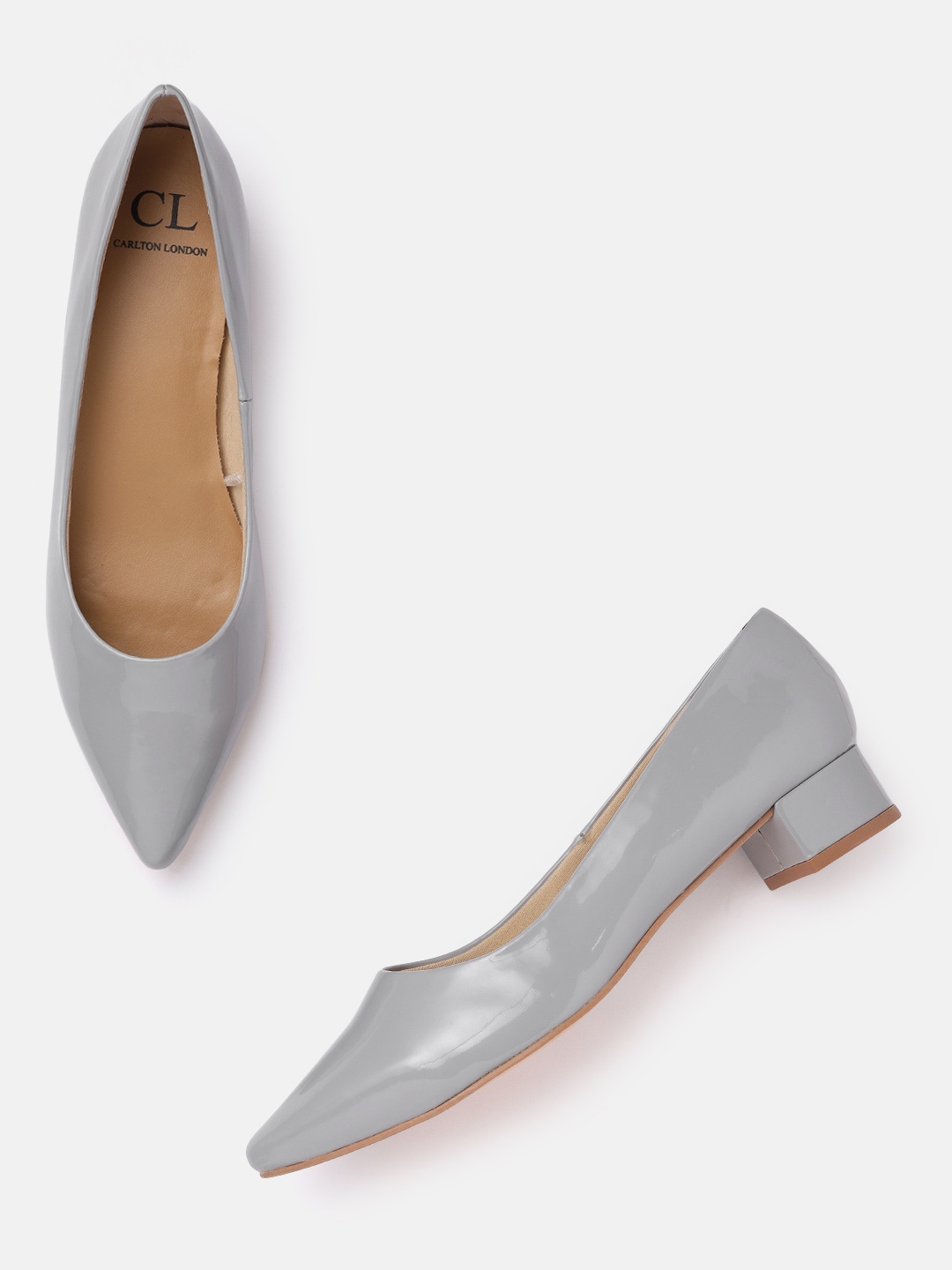 

Carlton London Women Grey Patent Finish Ballerinas