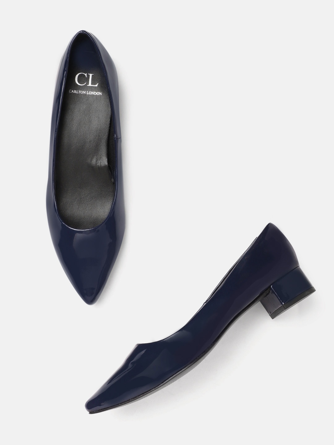 

Carlton London Women Navy Blue Solid Ballerinas with Glossy Finish