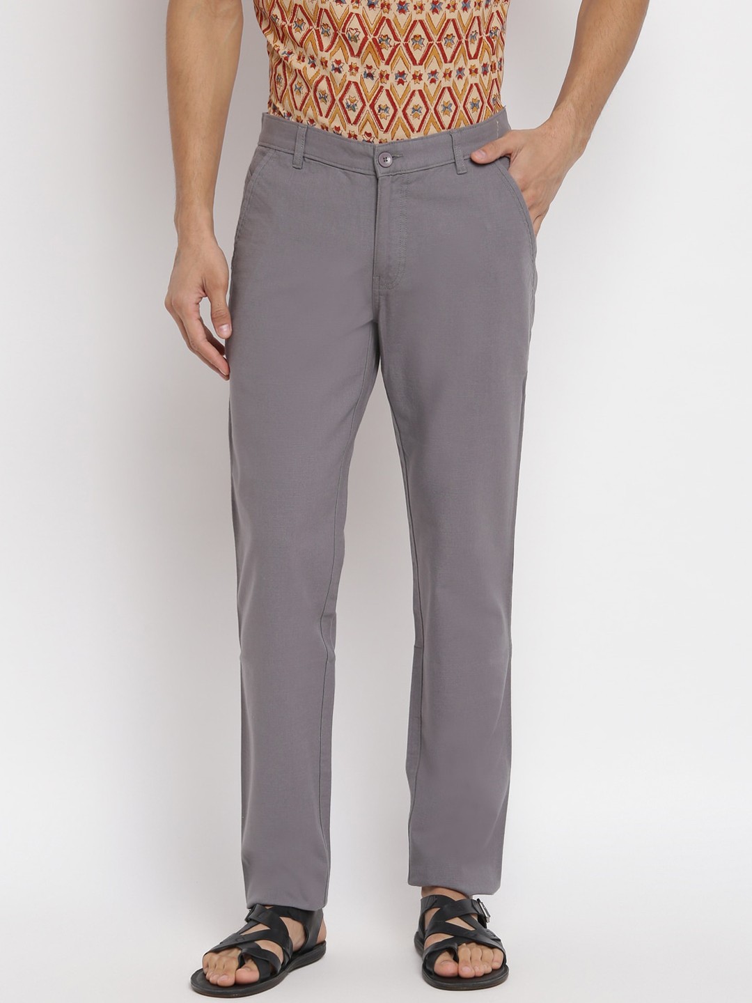 

Fabindia Men Grey Slim Fit Trousers
