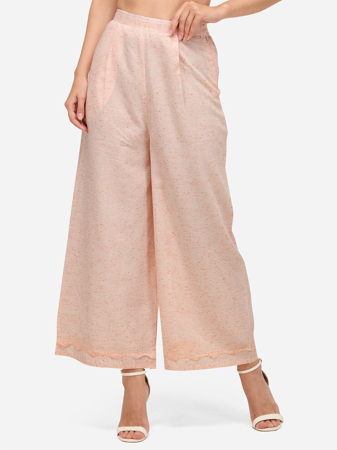 

RAISIN Women Orange Solid Flared Fit Palazzo, Peach