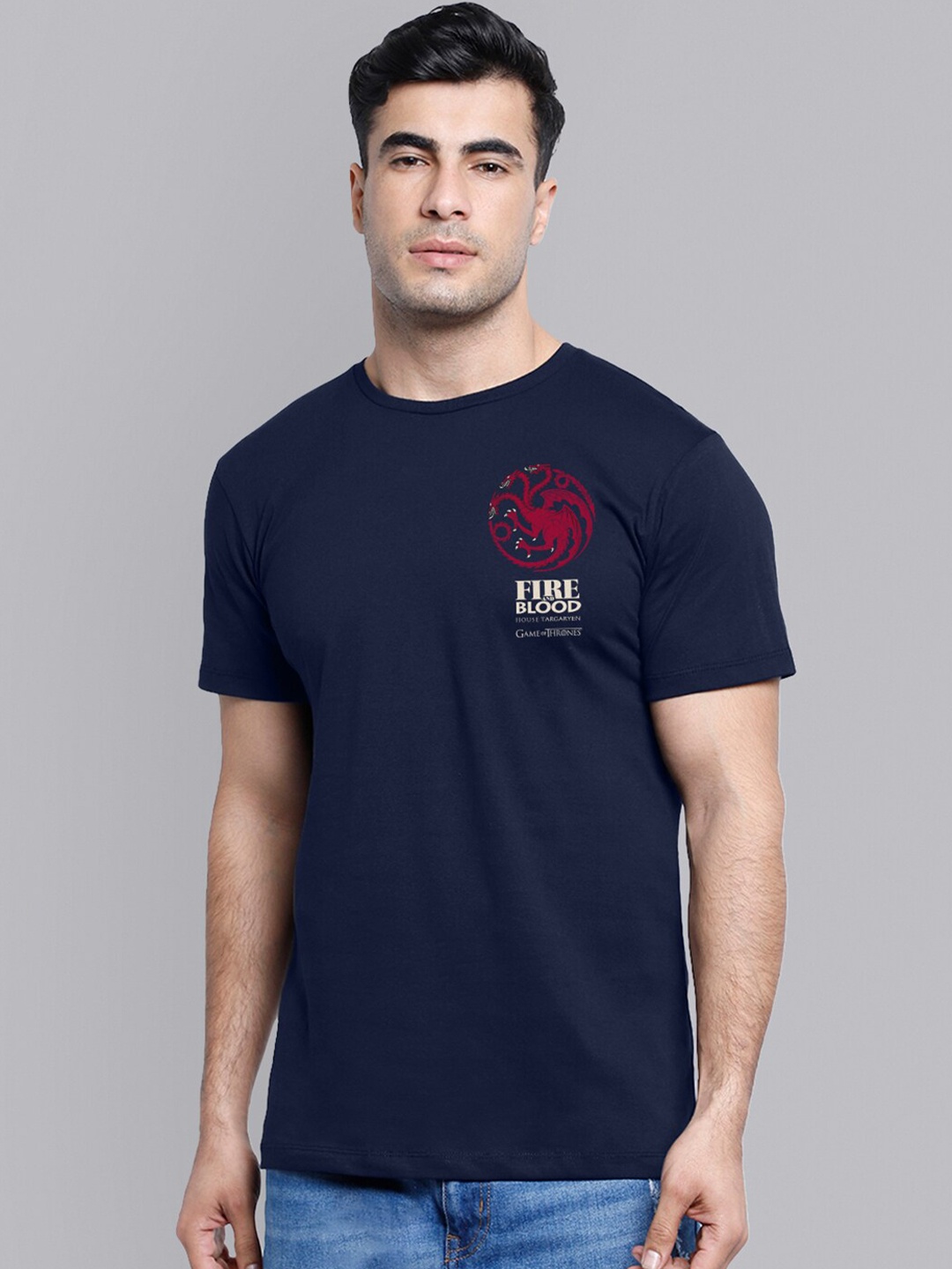 

Free Authority Men Blue Game Of Thrones Printed Cotton T-shirt