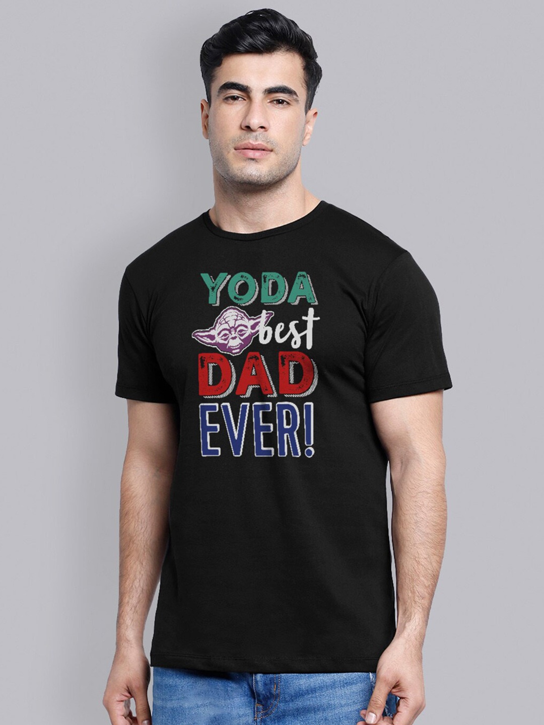 

Free Authority Men Black Yoda Typography Printed Pure Cotton T-shirt