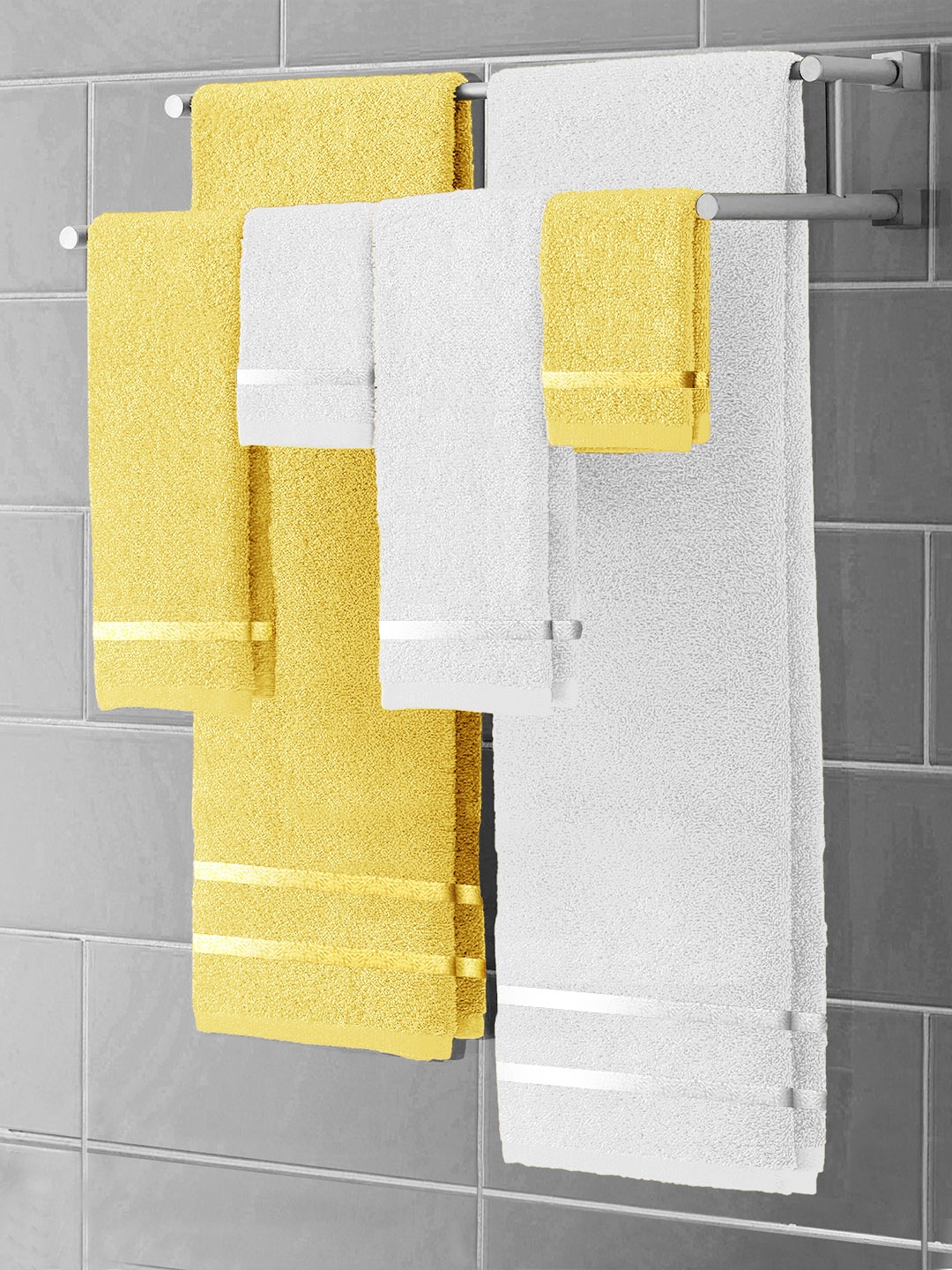 

Story@home Set Of 6 Solid Pure Cotton 450 GSM Towel Set, White