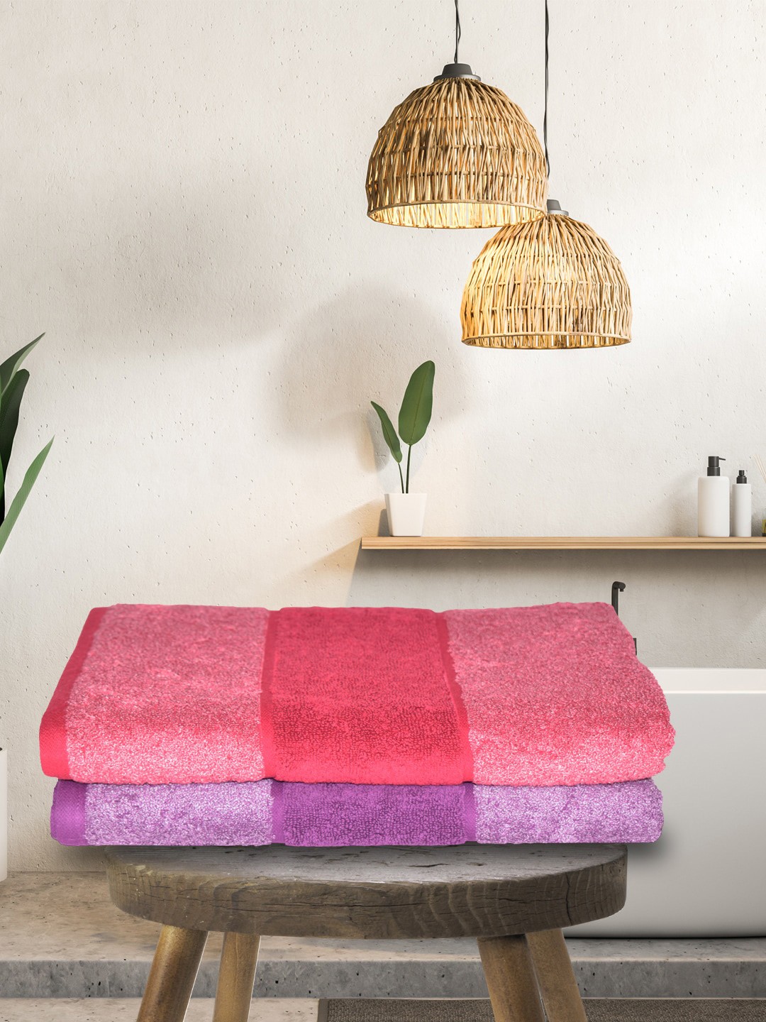 

BIANCA Set of 2 Pure Cotton 500 GSM Bath Towel, Red