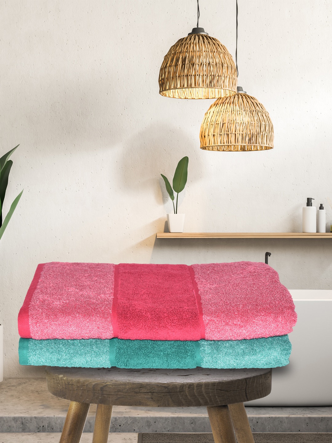 

BIANCA 2 Piece Cotton Ultra-Fluffy Bath Towels, Red