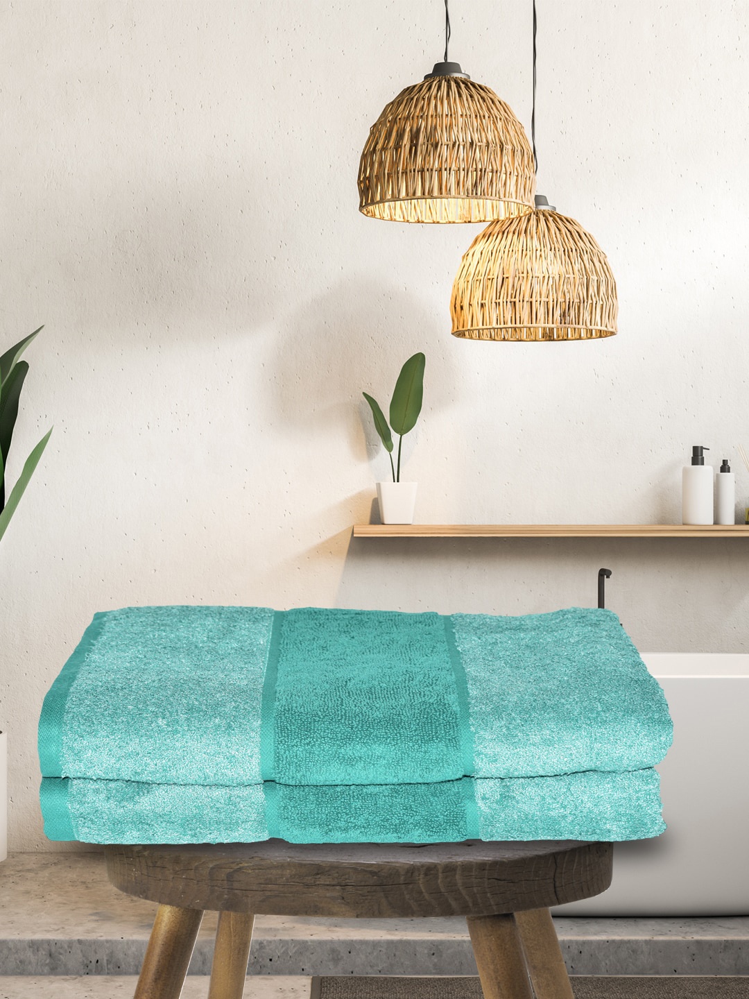 

BIANCA 2 Pcs Blue Solid Zero-Twist Pure Cotton 500 GSM Ultra-Fluffy Towels