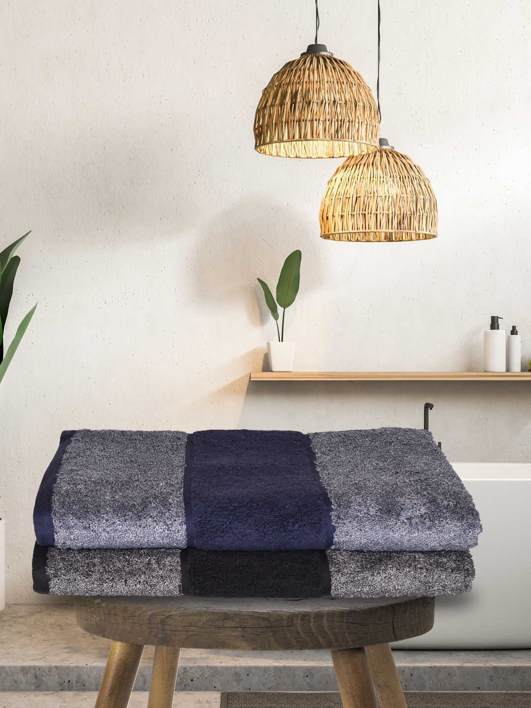 

BIANCA Set of 2 Grey Solid Pure Cotton 500 GSM Bath Towel