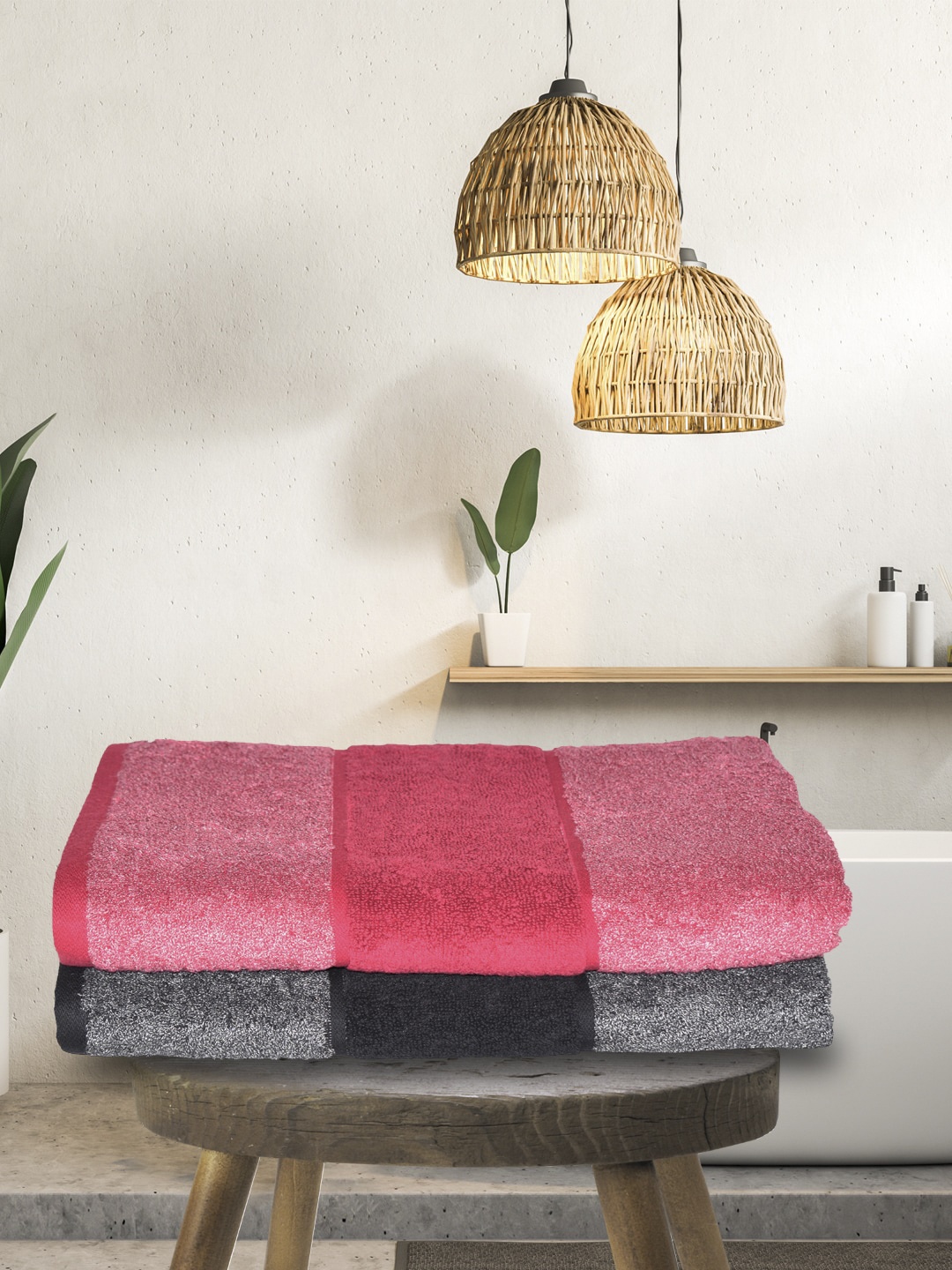 

BIANCA Fuschia Cotton Set of 2 Towel Set, Red