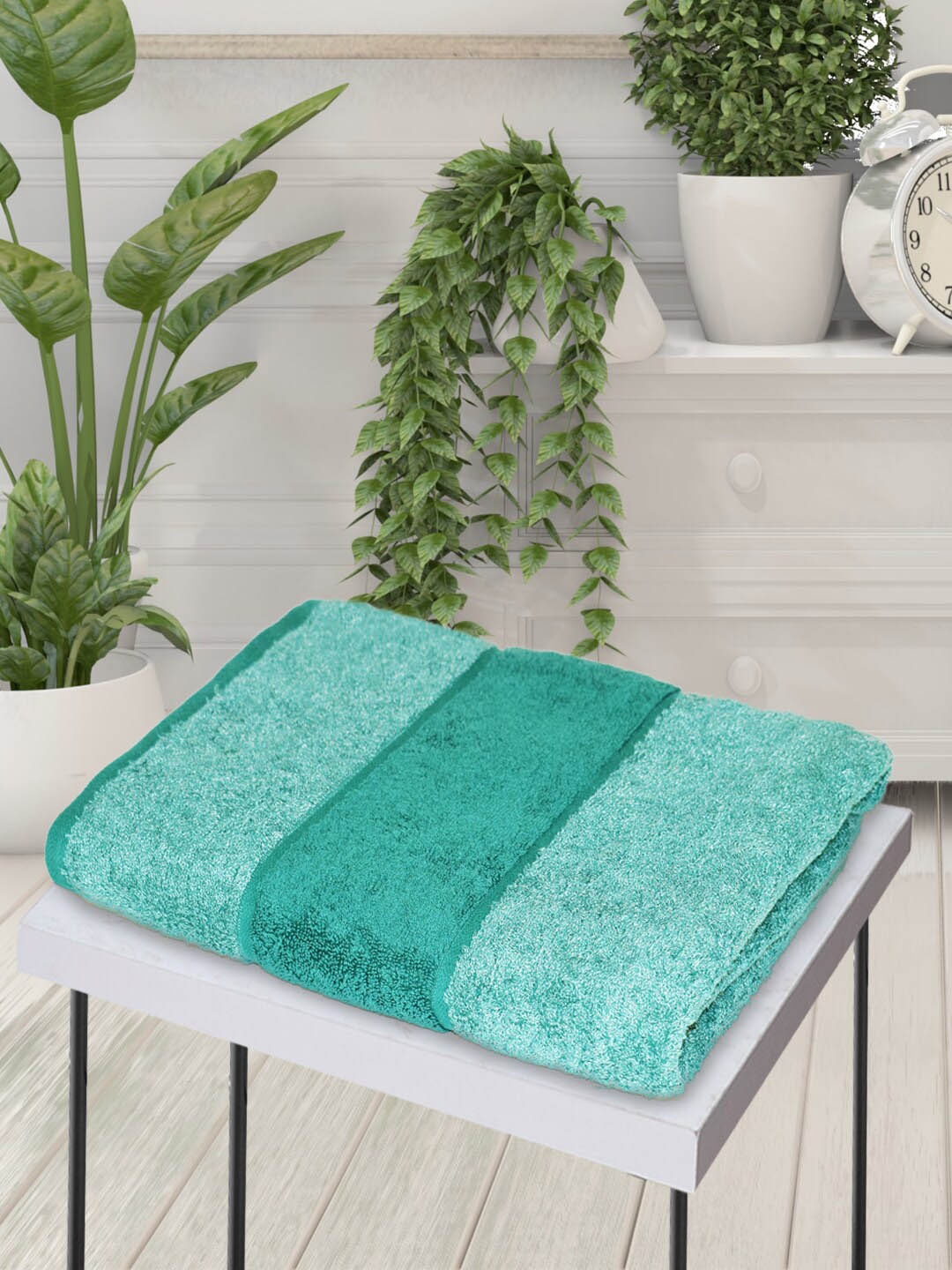

BIANCA Unisex Zero-Twist Turquoise Blue Solid Pure Cotton Bath Towel