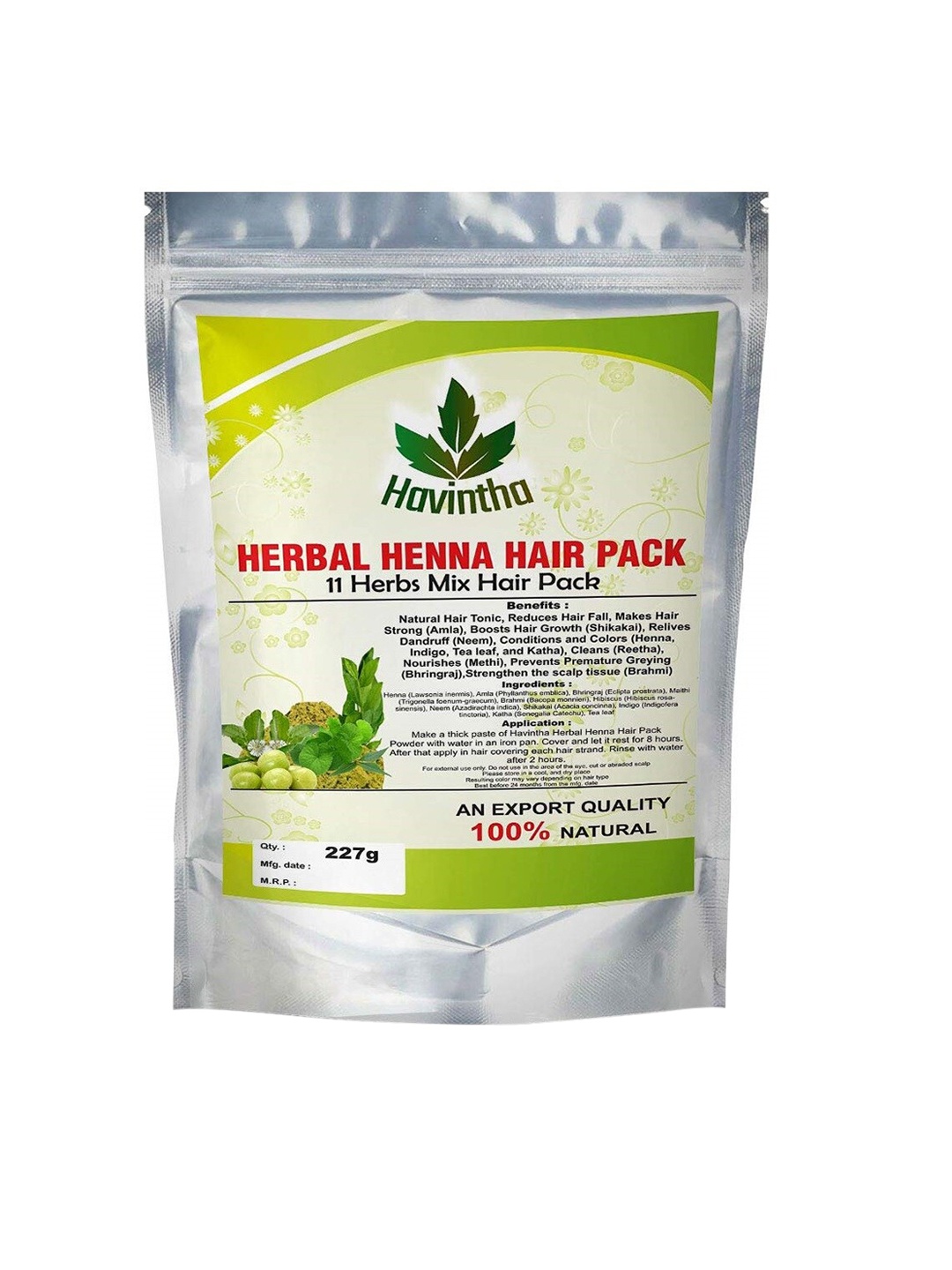 

Havintha Natural Herbal Henna Powder - 227 g, Green