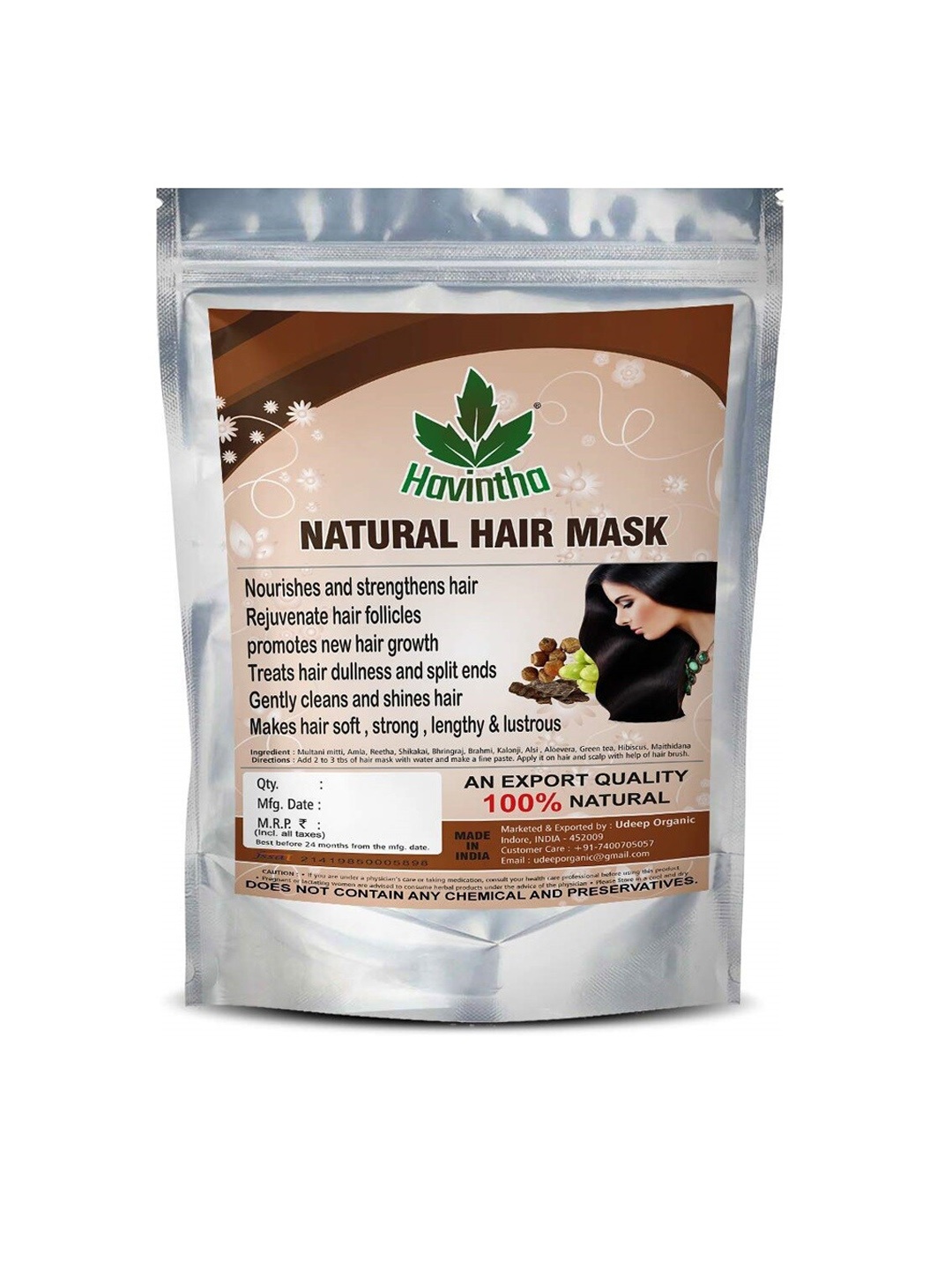 

Havintha Hair Mask For Hair Fall Growth Split Ends Luster Shining Nourishment - 227 Gm, Green
