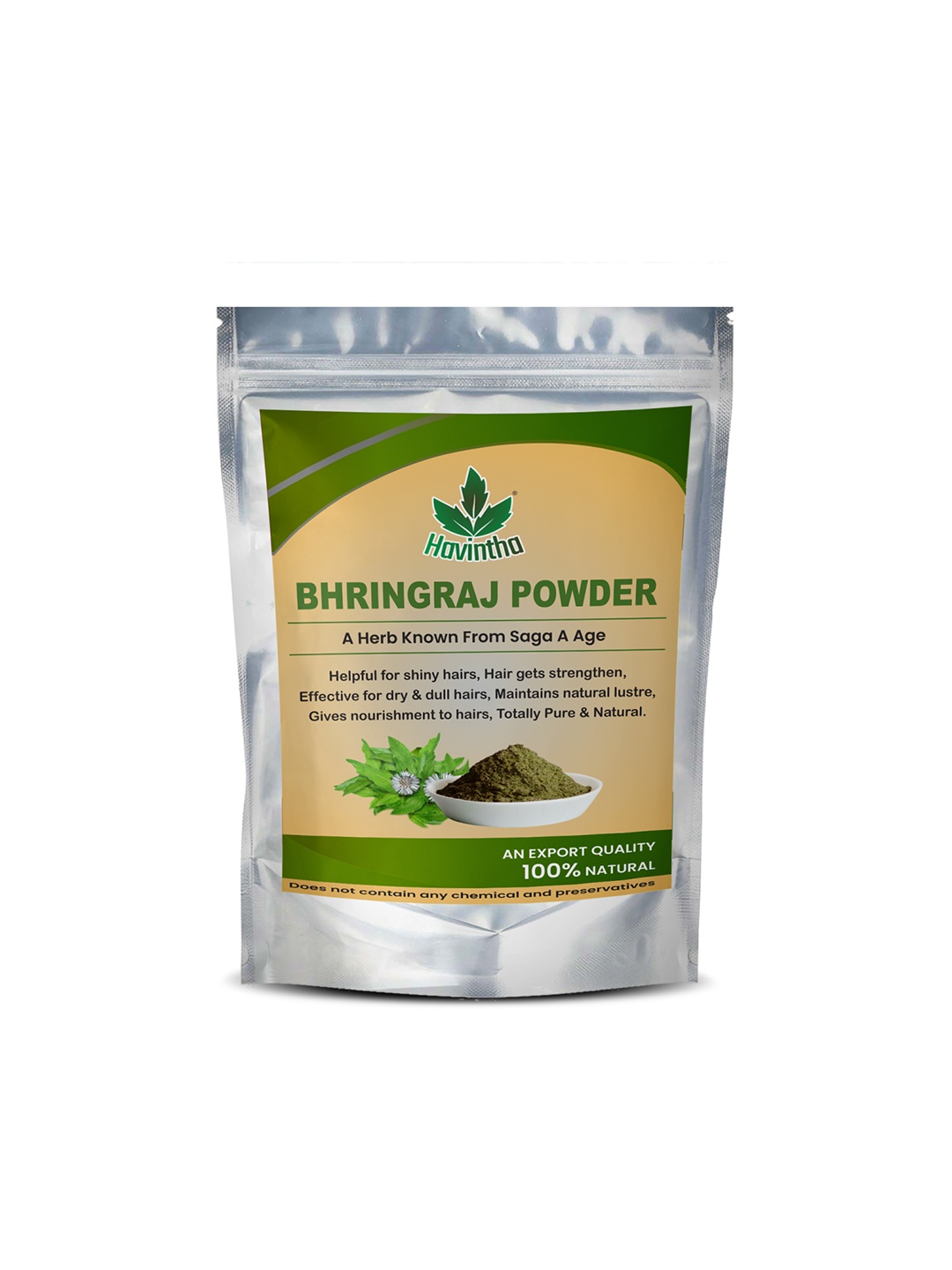 

Havintha Bhringraj Powder For Hair Growth Split Ends Nourishment - 227 gm, Green