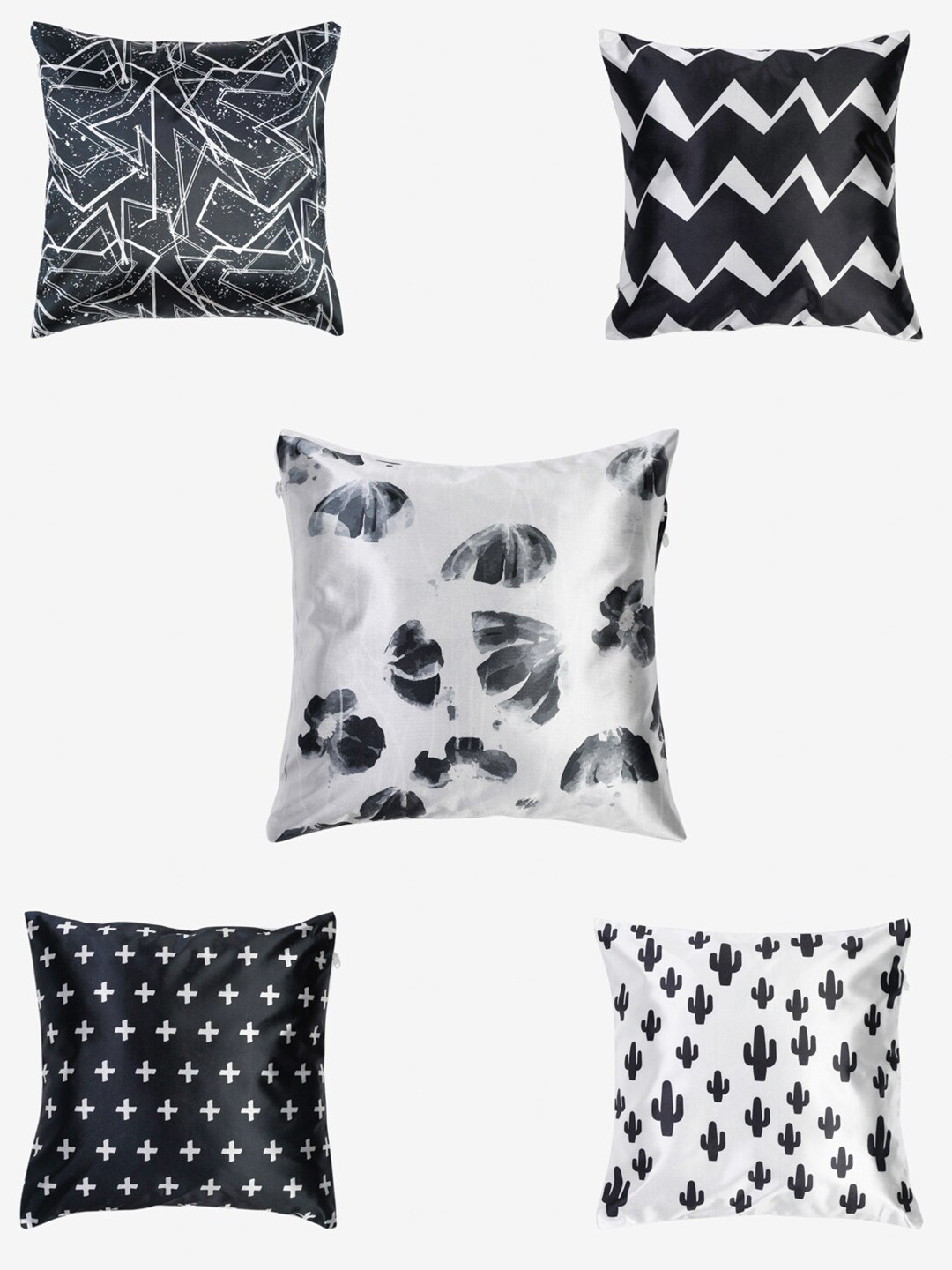 

TAG 7 Multicoloured Set of 5 Quirky Square Cushion Covers, Multi