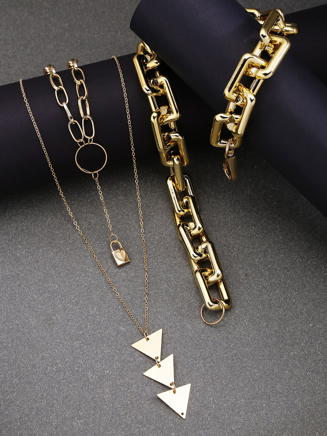 

Yellow Chimes Set Of 2Gold-Toned Layered Necklace, Gold