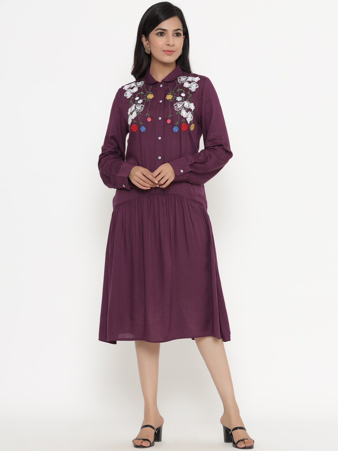 

Readiprint Burgundy Floral Ethnic Dress