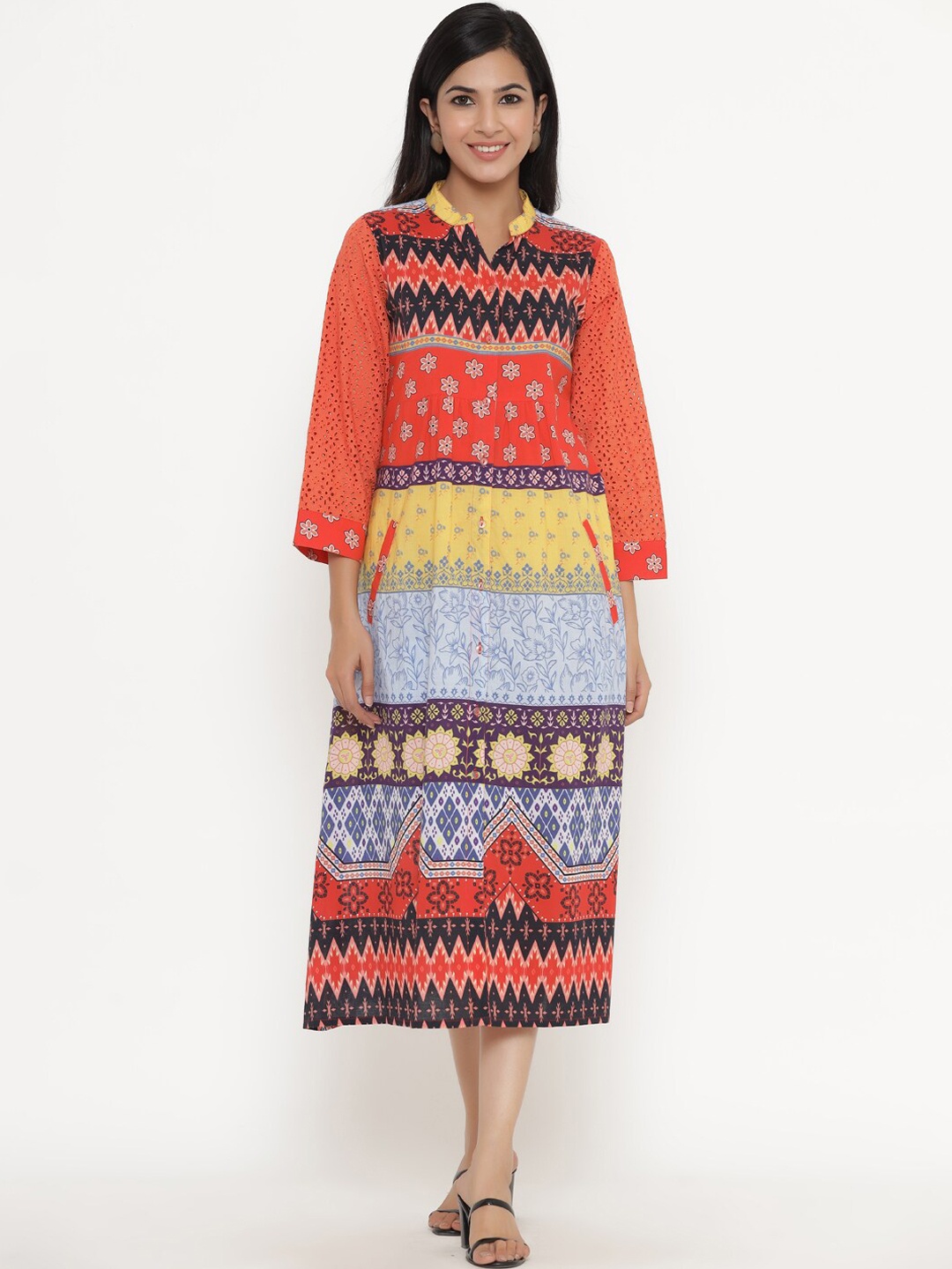 

Readiprint Multicoloured Ethnic Motifs A-Line Dress, Multi