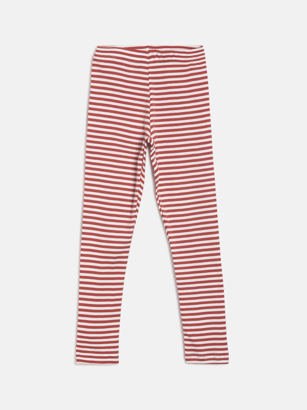

TALES & STORIES Girls Rust Orange & White Striped Leggings