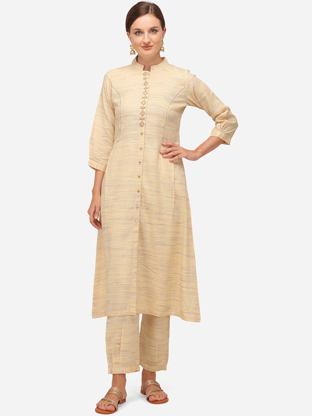 

RAISIN Women Cream-Coloured Regular Liva Kurta with Trousers