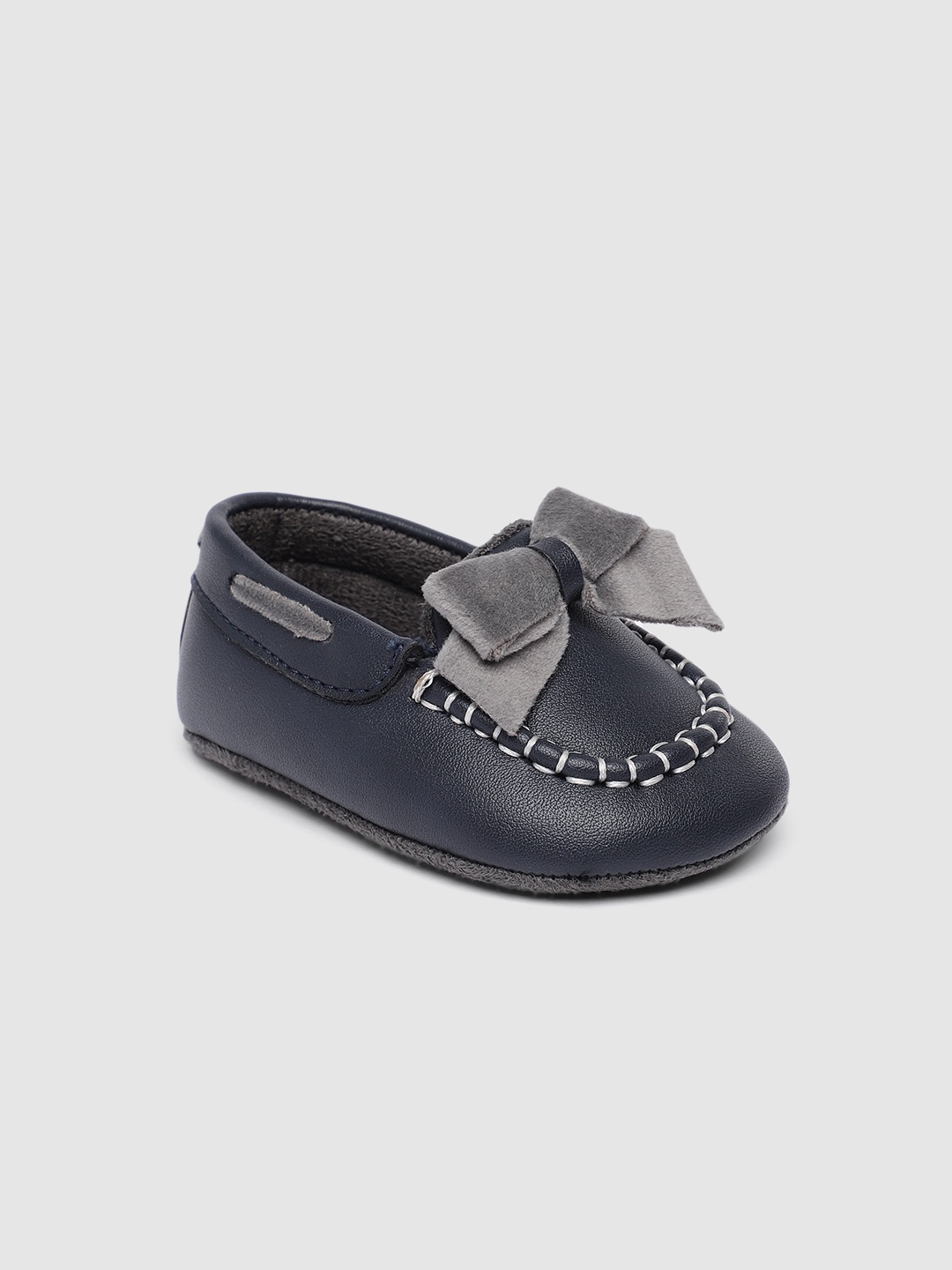 

mothercare Infant Boys Navy Blue Solid Slip-On Sneakers with Bow Detail