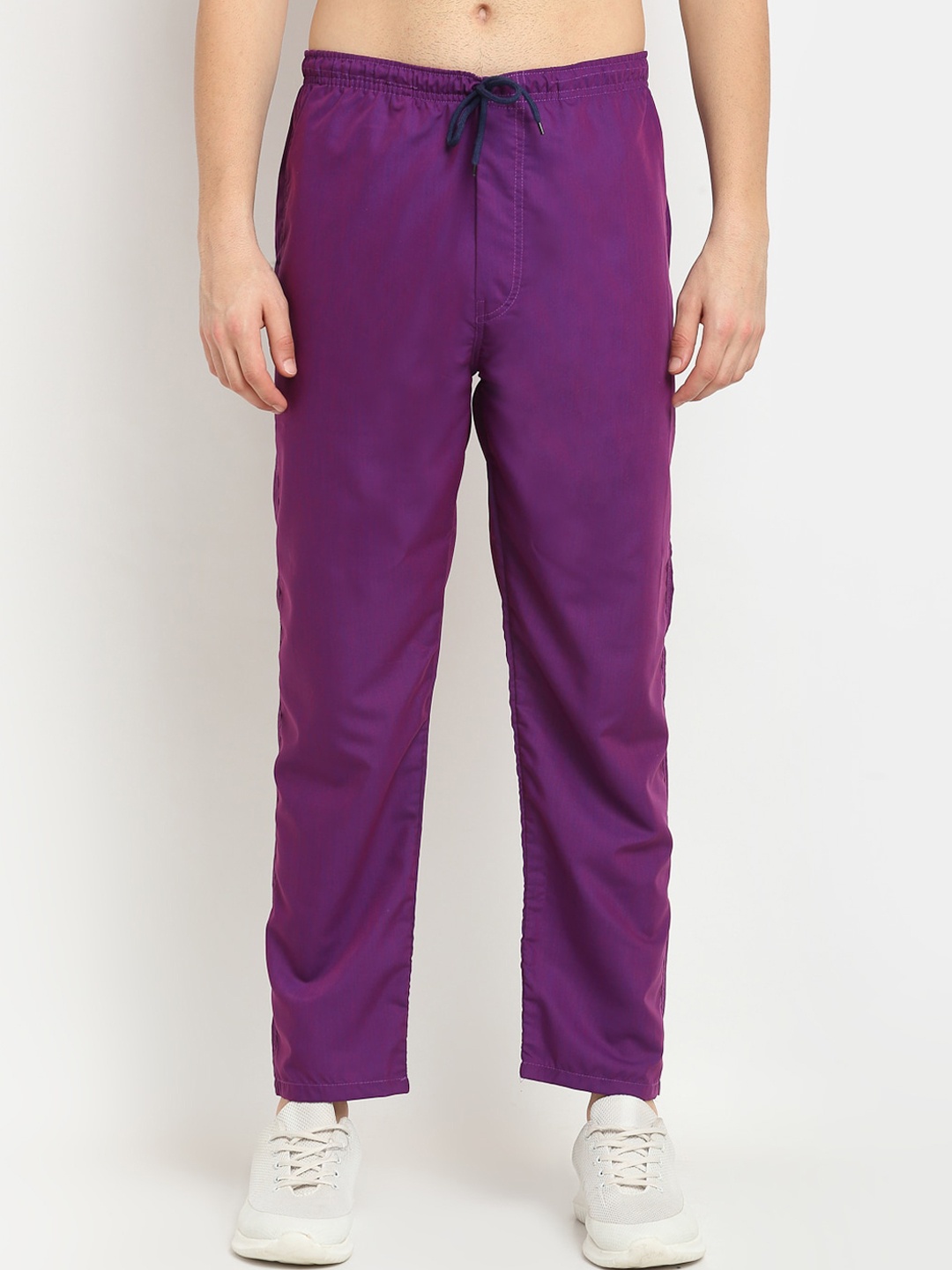 

JAINISH Men Purple Solid Pure Cotton Slim-Fit Track Pants