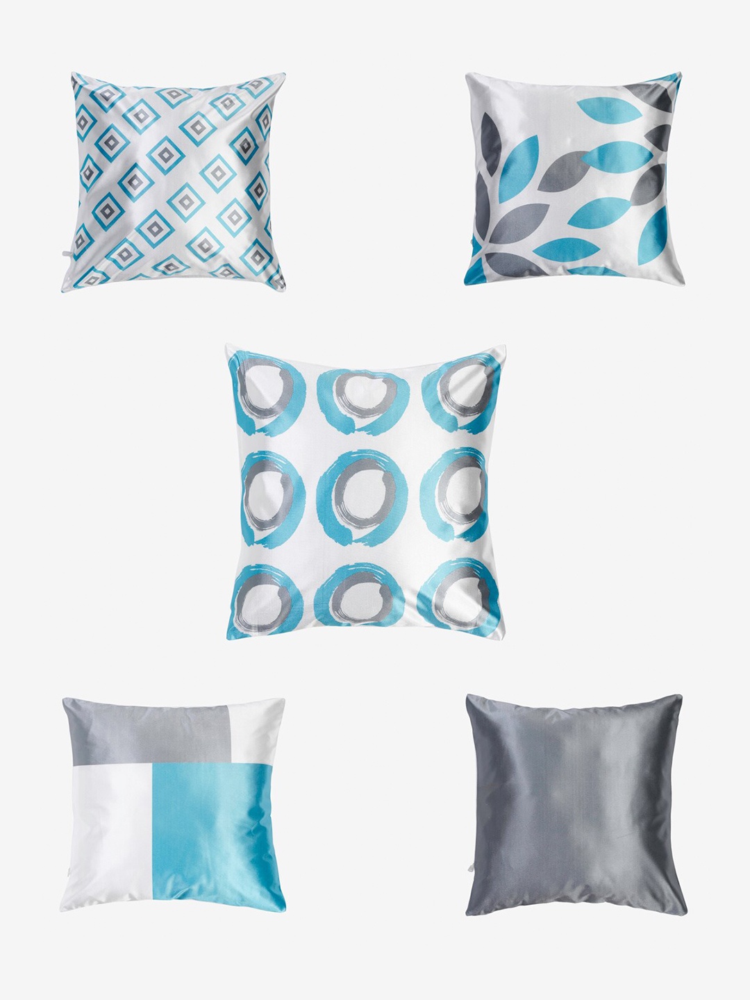 

Niamh by Tag 7 White & Grey Set of 5 Floral Square Cushion Covers