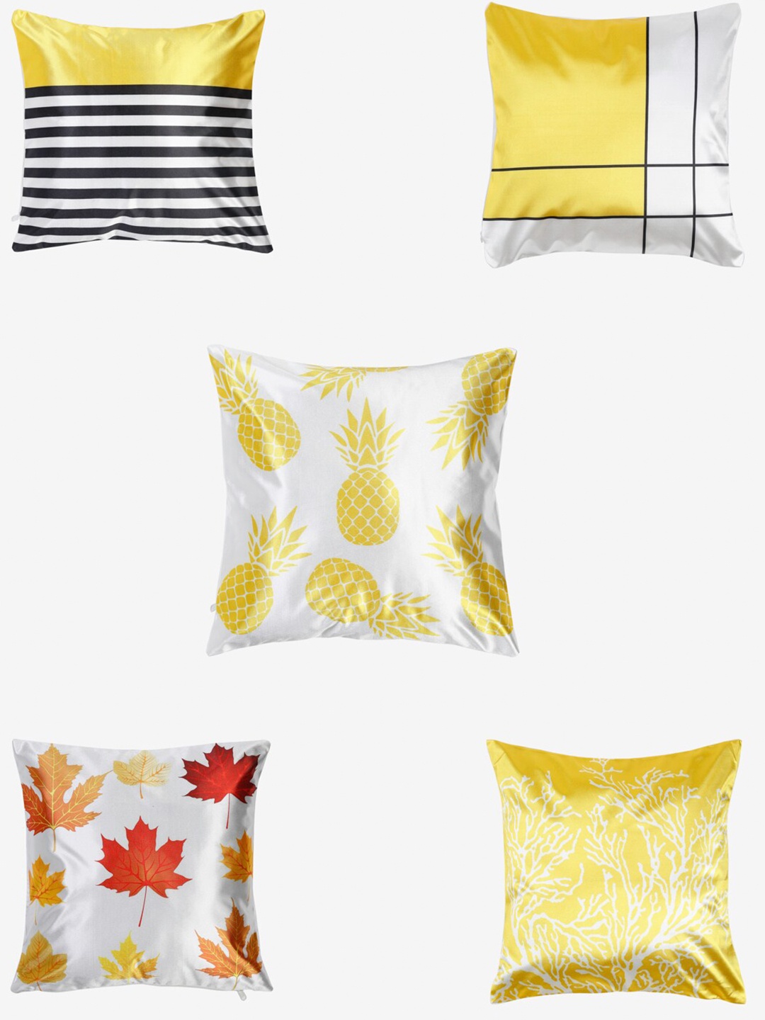 

Niamh by Tag 7 Set of 5 Floral Square Cushion Covers, Yellow