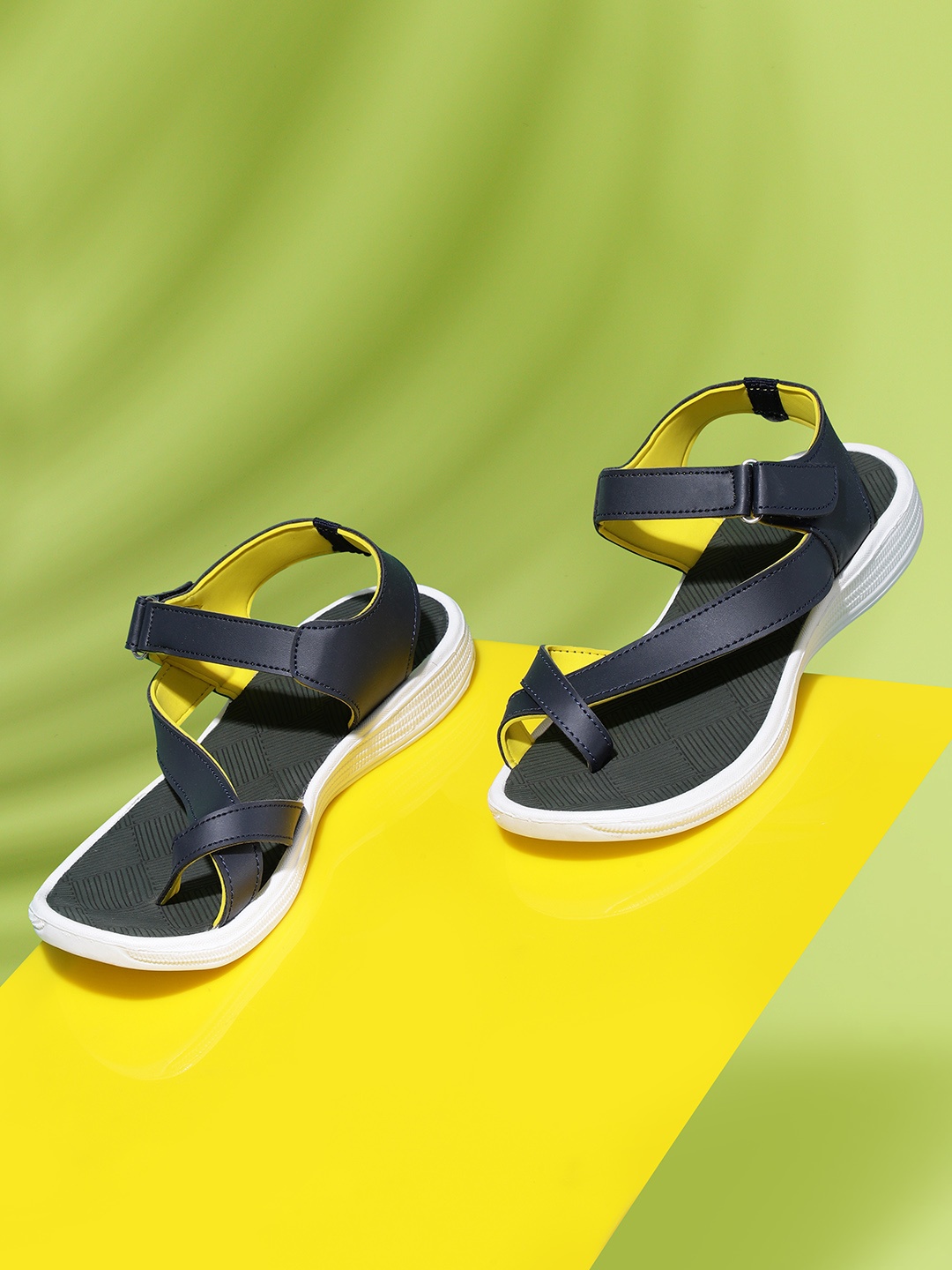 

Kook N Keech Women Navy Blue & Olive Green Solid Sports Sandals