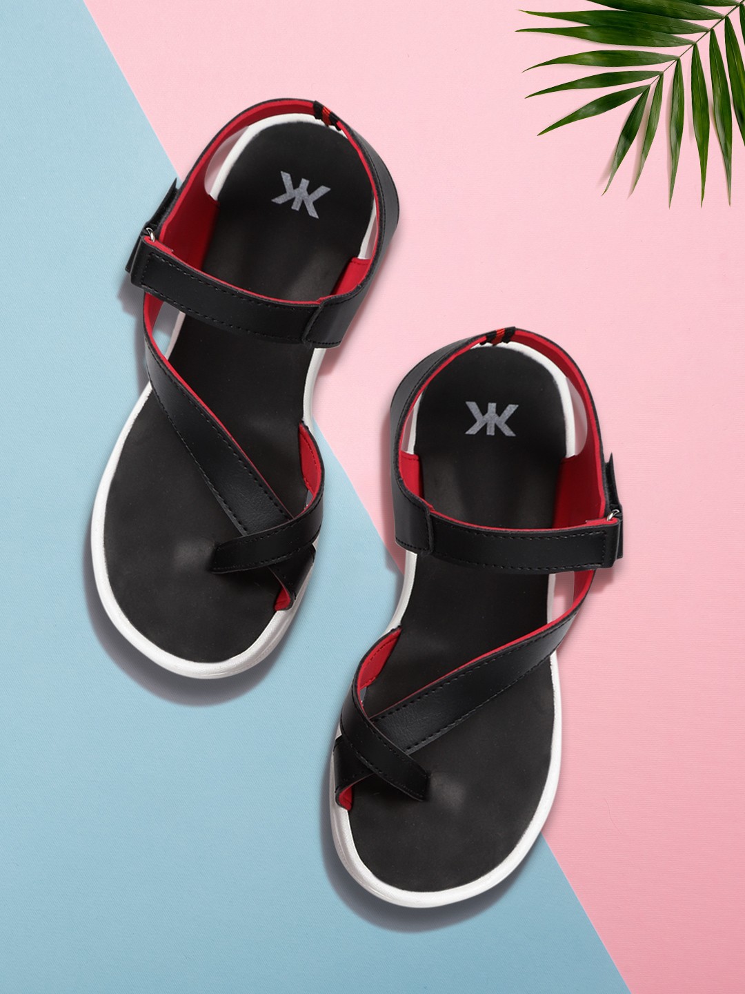 

Kook N Keech Women Black Solid One Toe Sports Sandals
