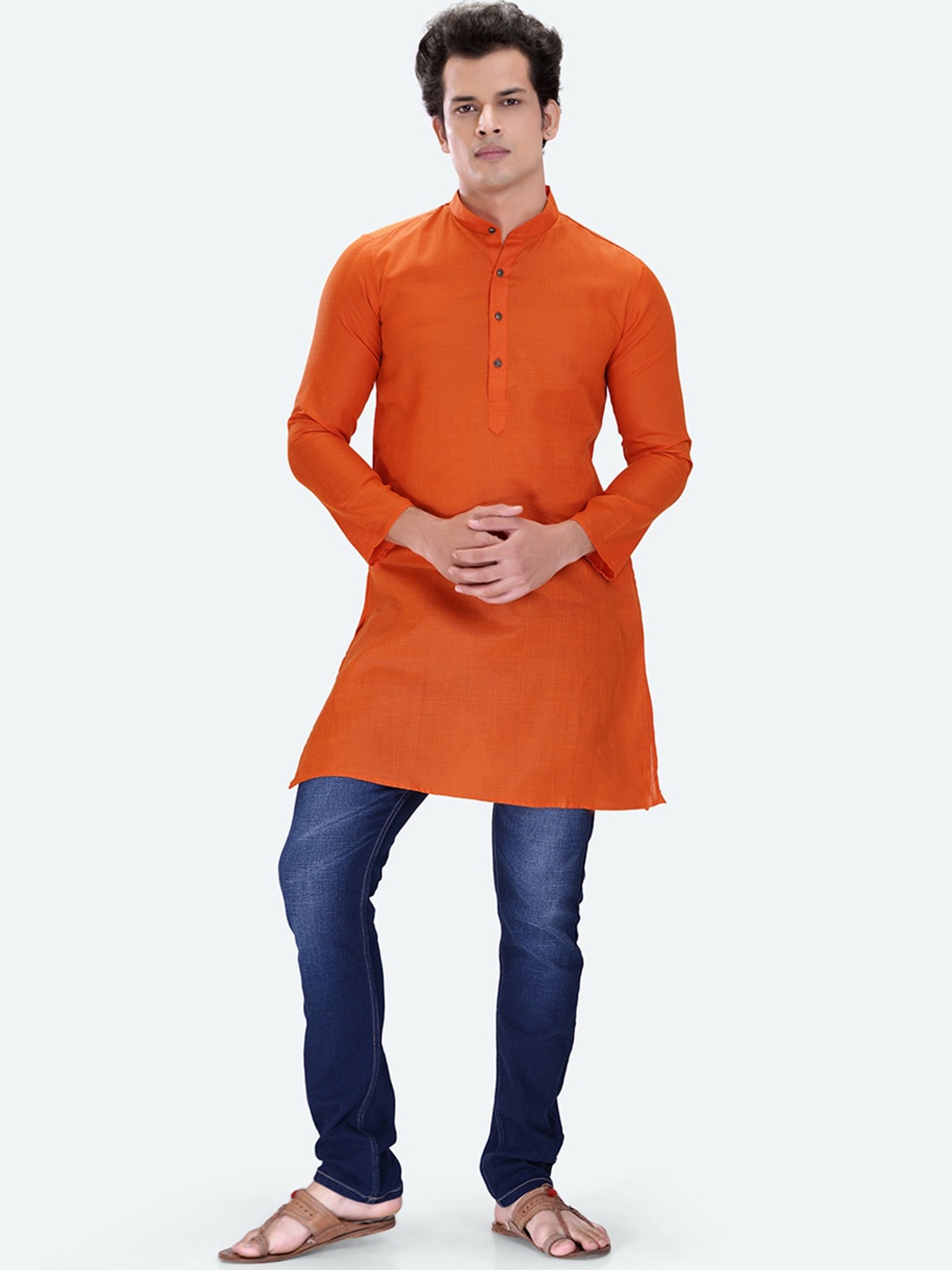 

RG DESIGNERS Men Orange Kurta