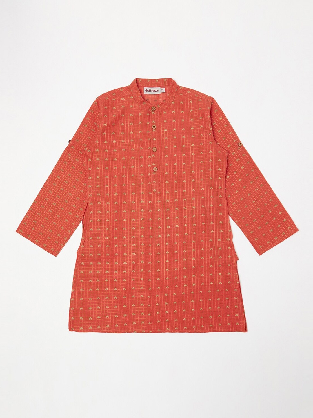 

Fabindia Boys Orange Cotton Thread Work Kurta