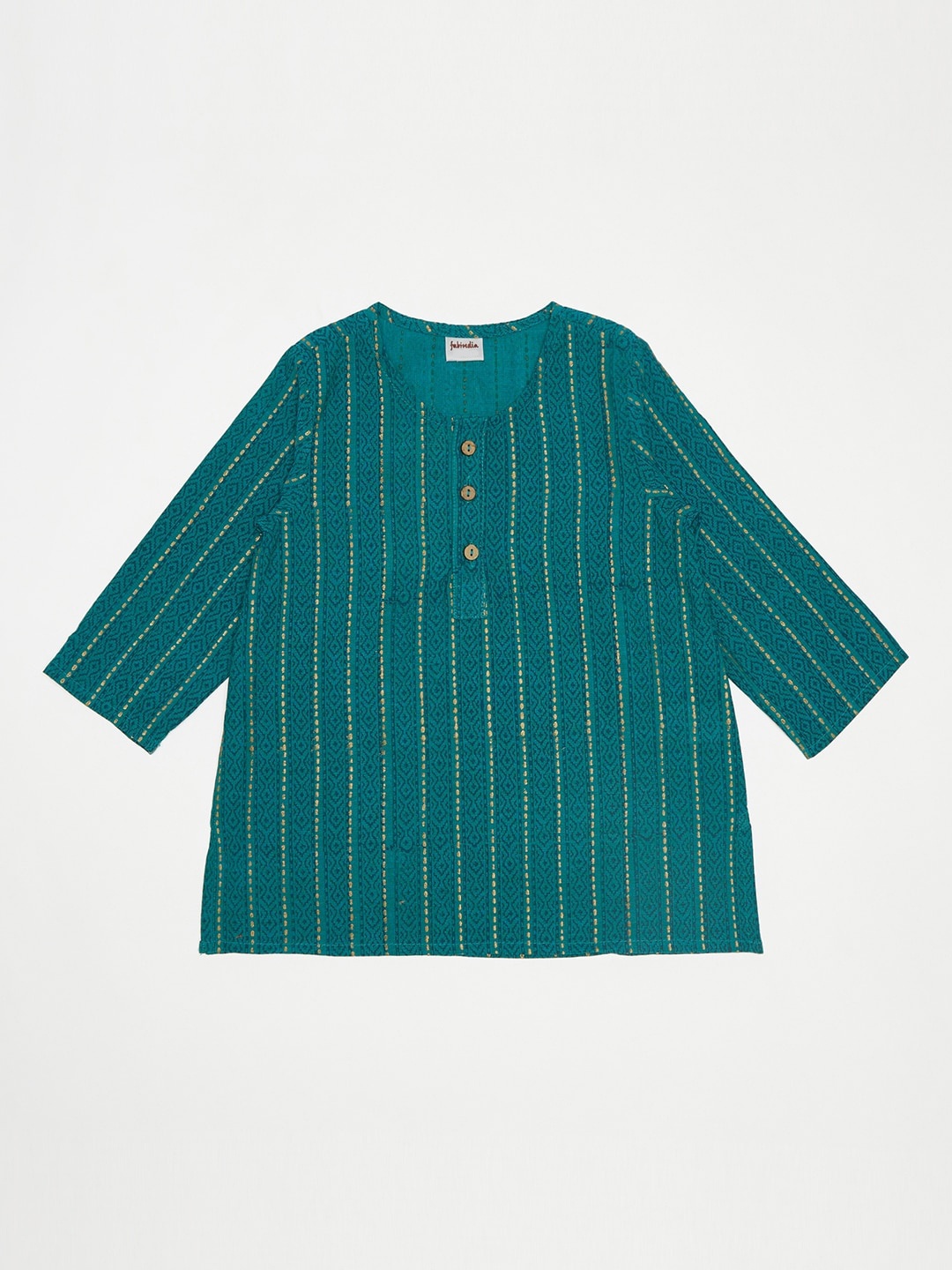 

Fabindia Boys Green Striped Kurta