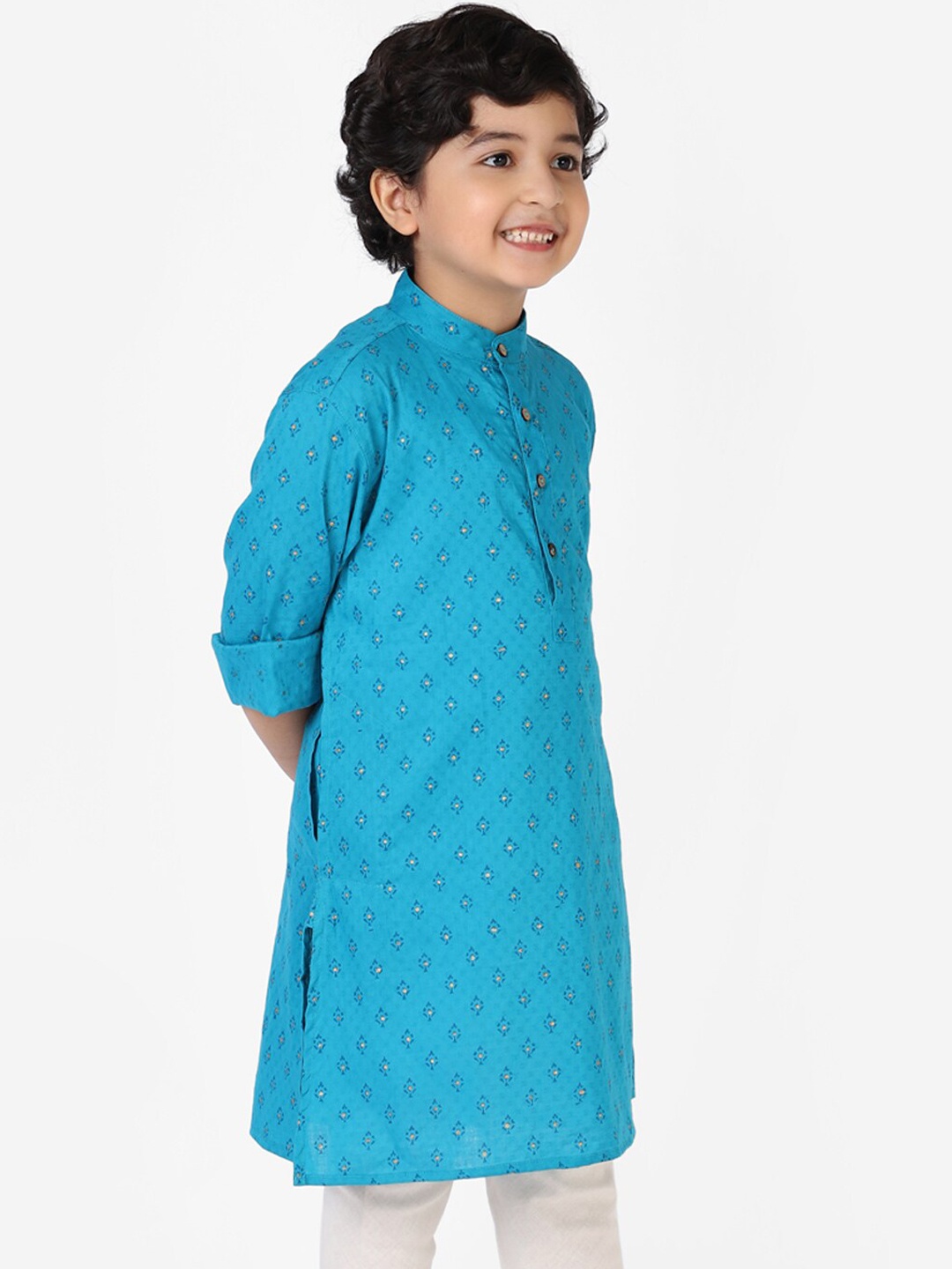 

Fabindia Boys Blue Ethnic Motifs Printed Kurta