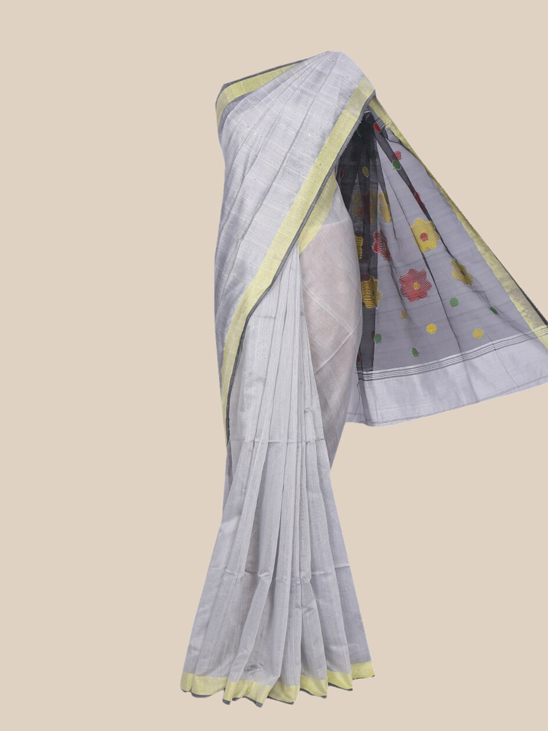 

The Chennai Silks Grey & Yellow Woven Design Pure Cotton Saree