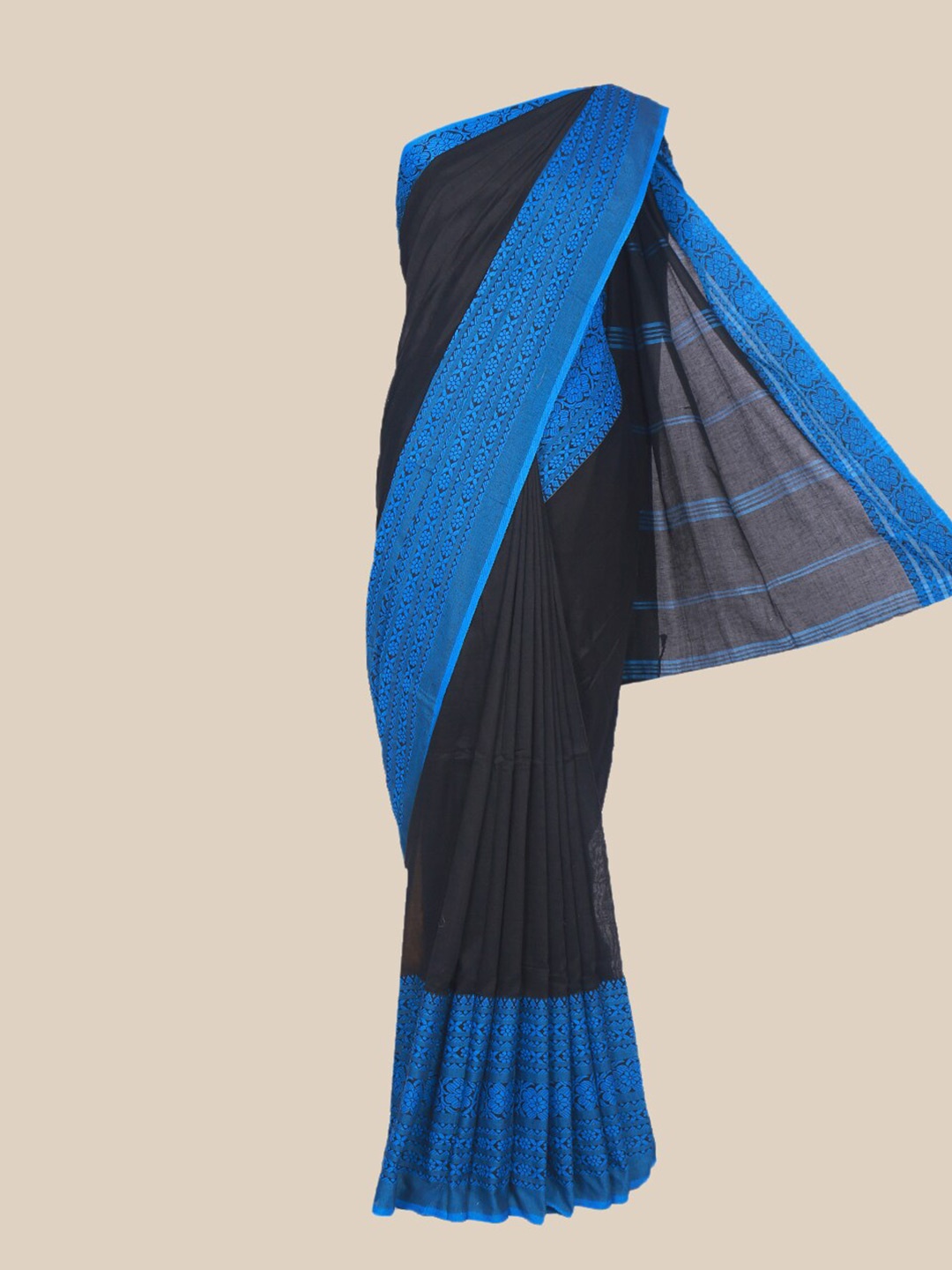

The Chennai Silks Black & Blue Woven Design Pure Cotton Saree