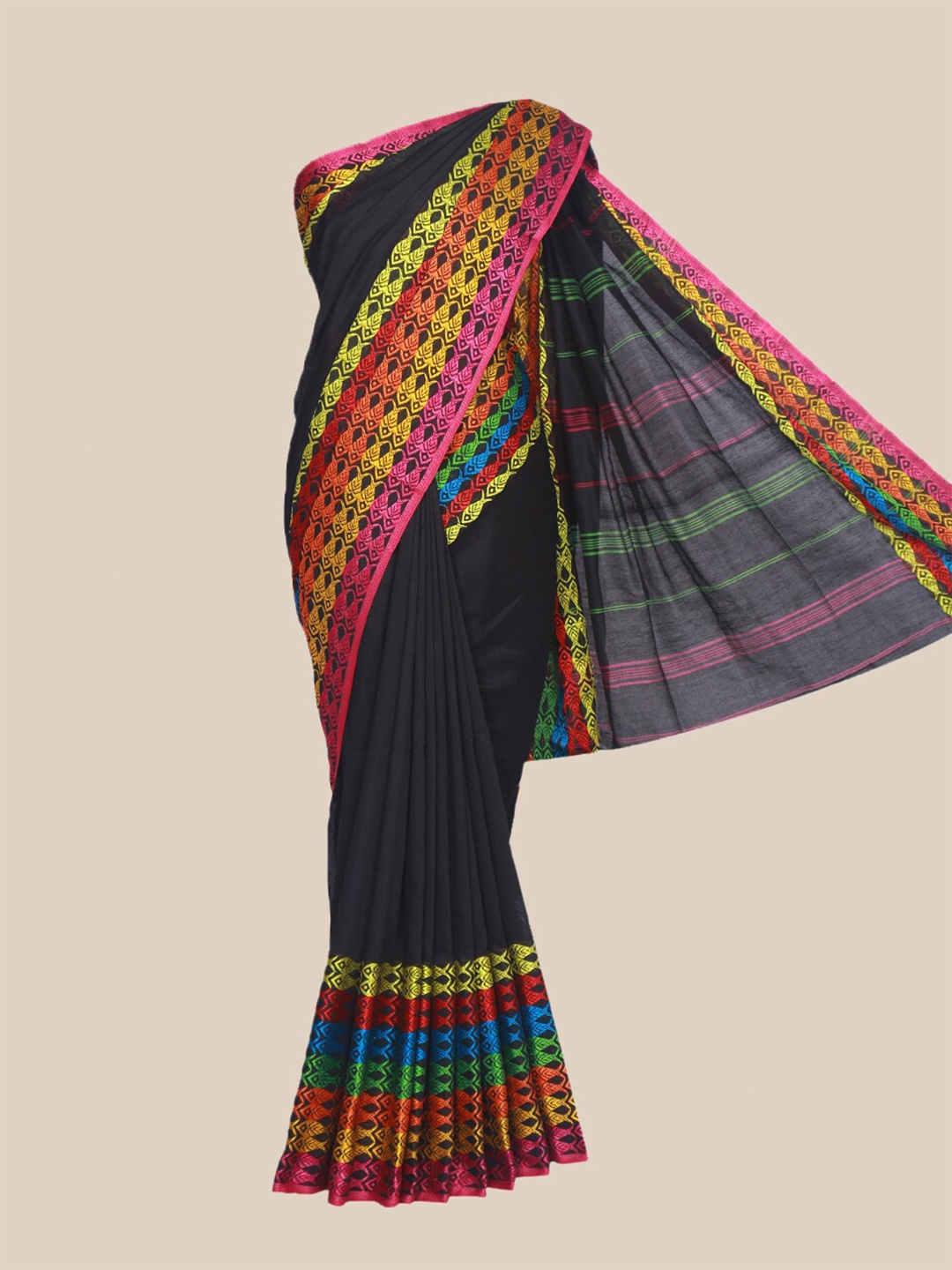 

The Chennai Silks Black & Yellow Woven Design Pure Cotton Saree