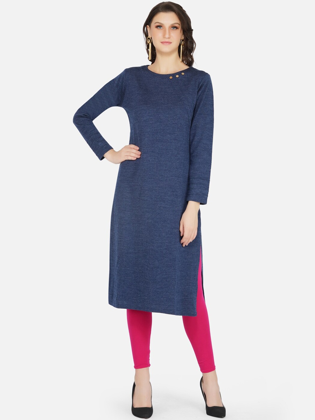 

FABNEST Women Blue Embellished Flared Sleeves Kurta