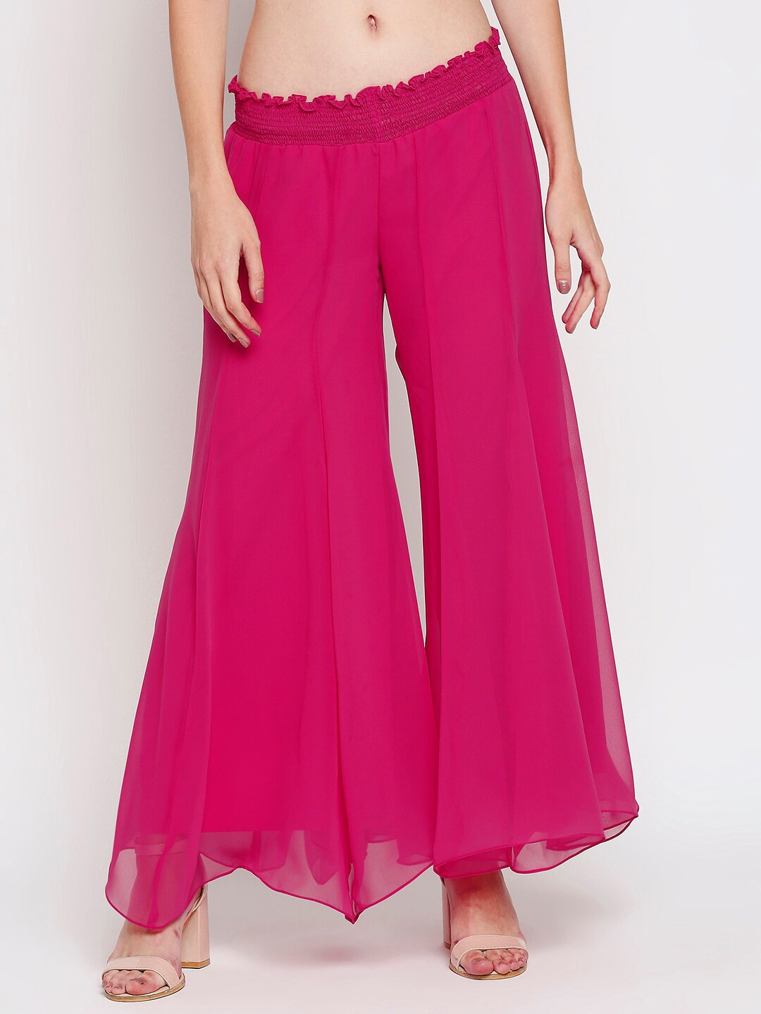 

Ira Soleil Women Pink Flared Chiffon Palazzos
